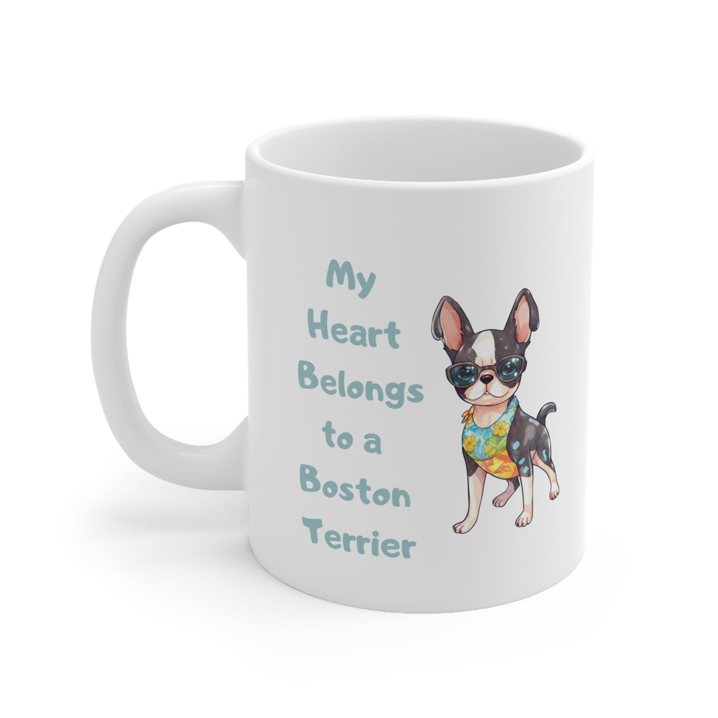 My heart belongs to a Boston Terrier Mug, Ceramic Mug, boston terrier coffee mug dog lover, boston terrier gift