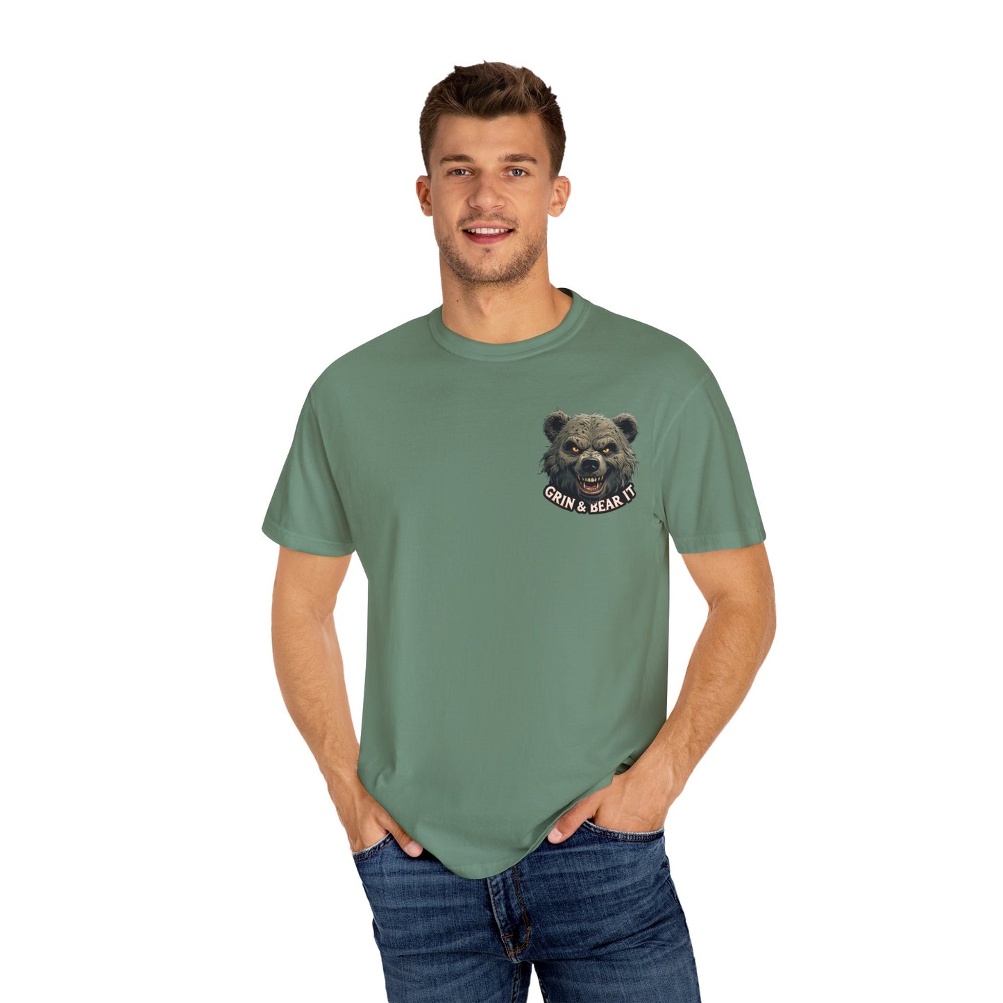 Climate Change Satirical Grin and Bear It T-shirt, Toxic Grinning Bear Tee, Environmental Disaster Shirt, Activist Conservation Apparel