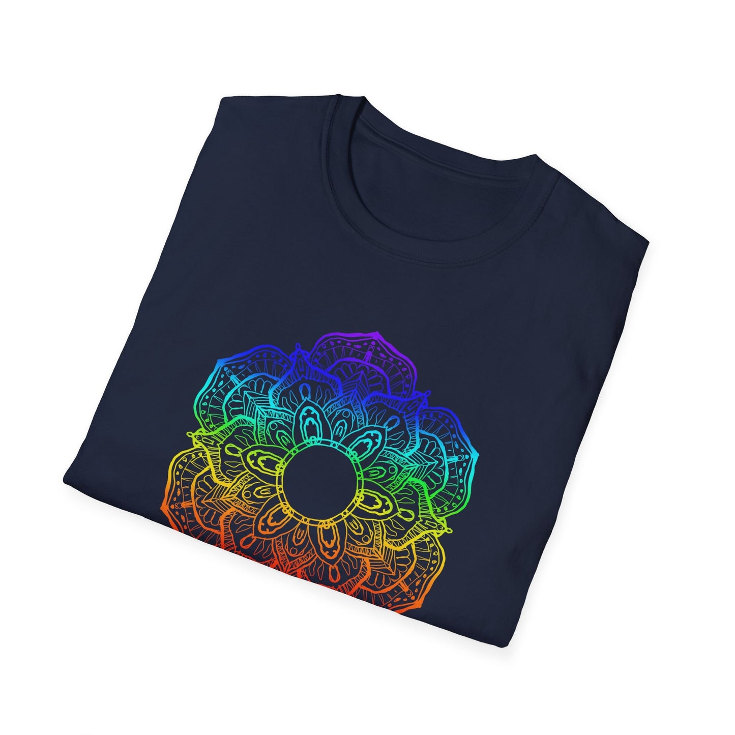 Heart Chakra, heart chakra rainbow tee, symbol of change, symbol of transformation, Unisex Softstyle T-Shirt