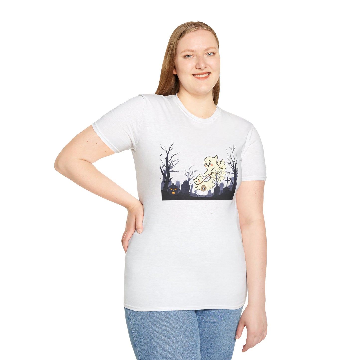 Halloween Cemetery Dog Walking Unisex T-Shirt