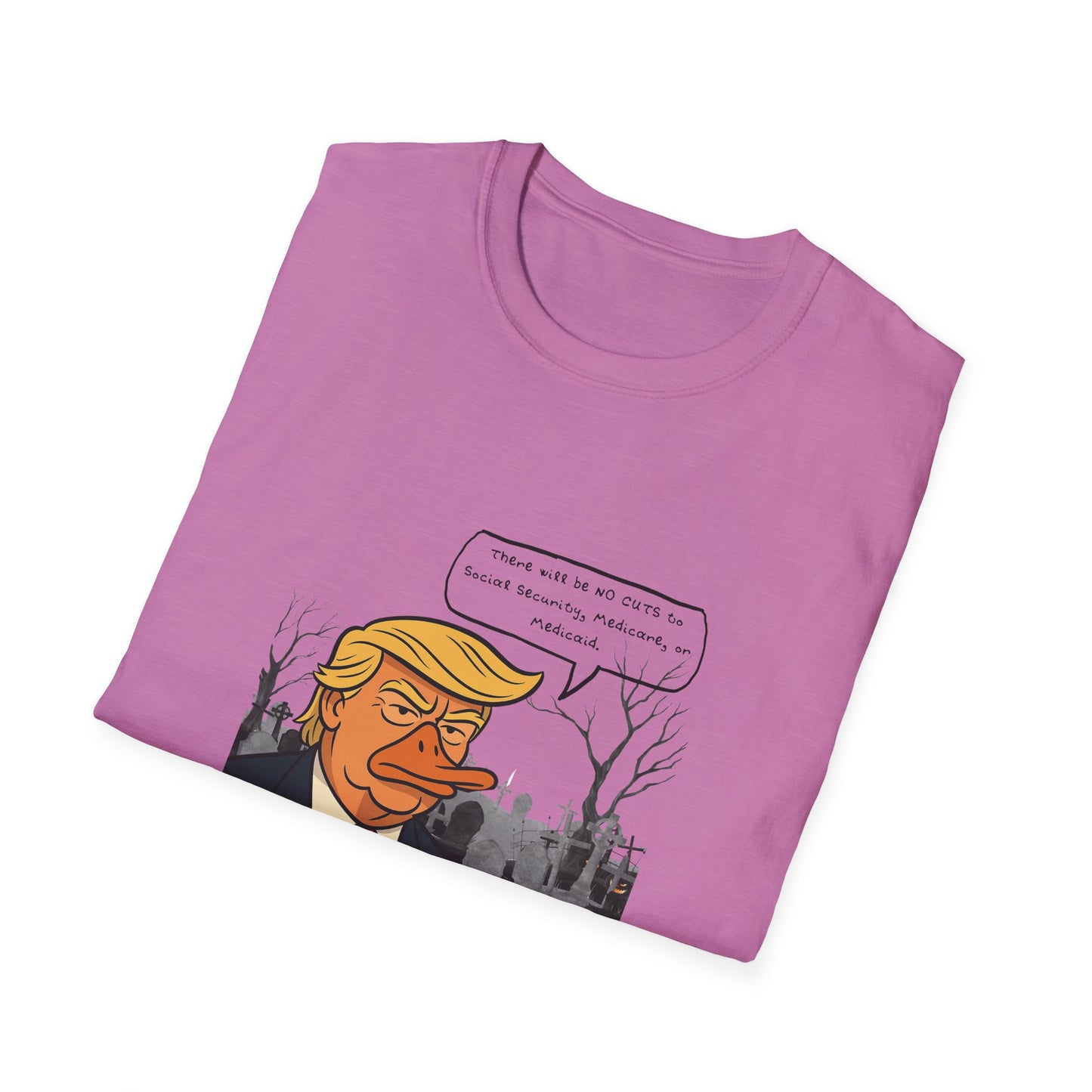 Duckbill Trump Unisex T-Shirt, Satirical Political Tee, Funny Trump Duck Shirt, Humorous Trump Parody Top, Softstyle Tee for Trump