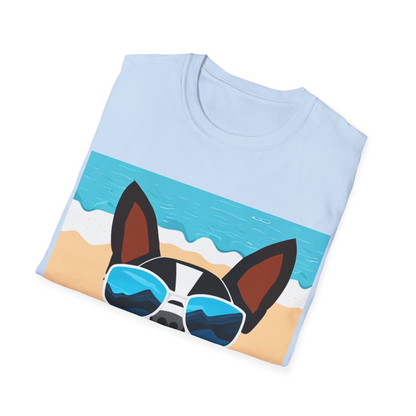 Dog Beach Unisex T-Shirt - Cute Boston Terrier Design