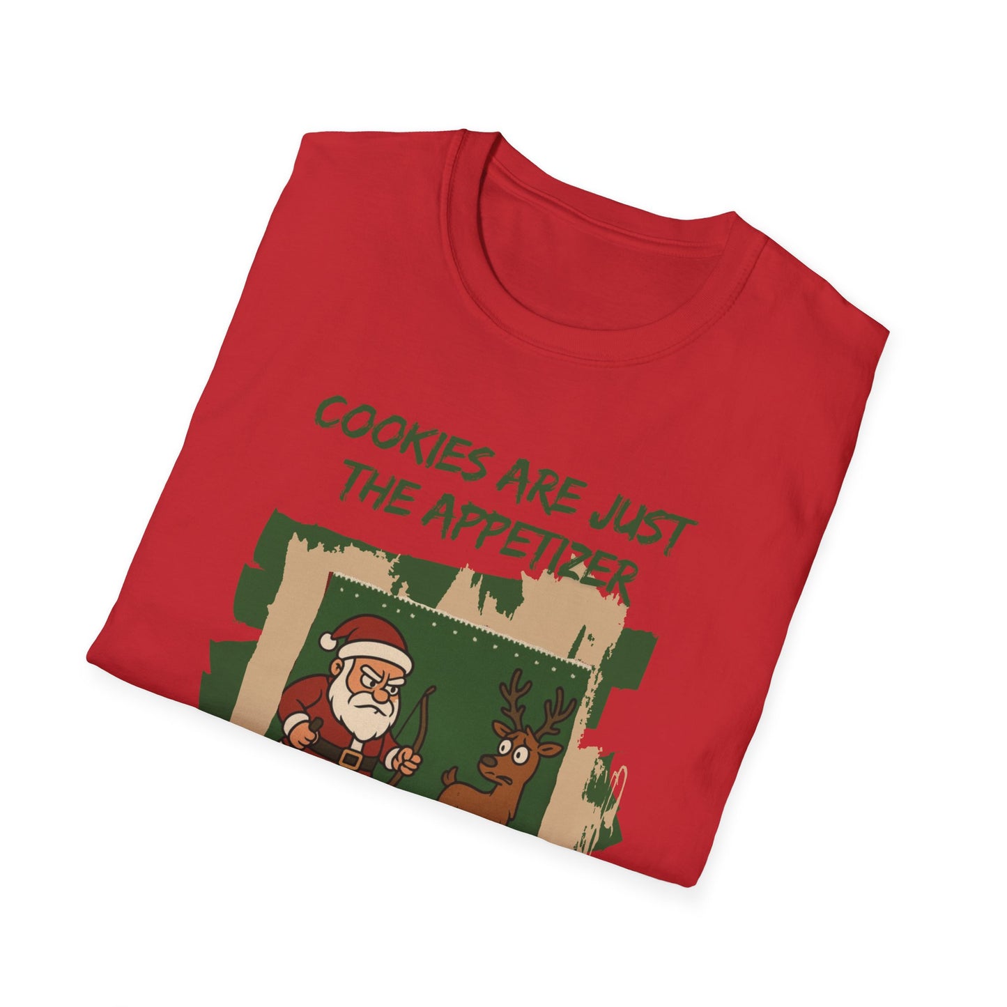 Funny Christmas Unisex T-Shirt - Santa Hunting Reindeer