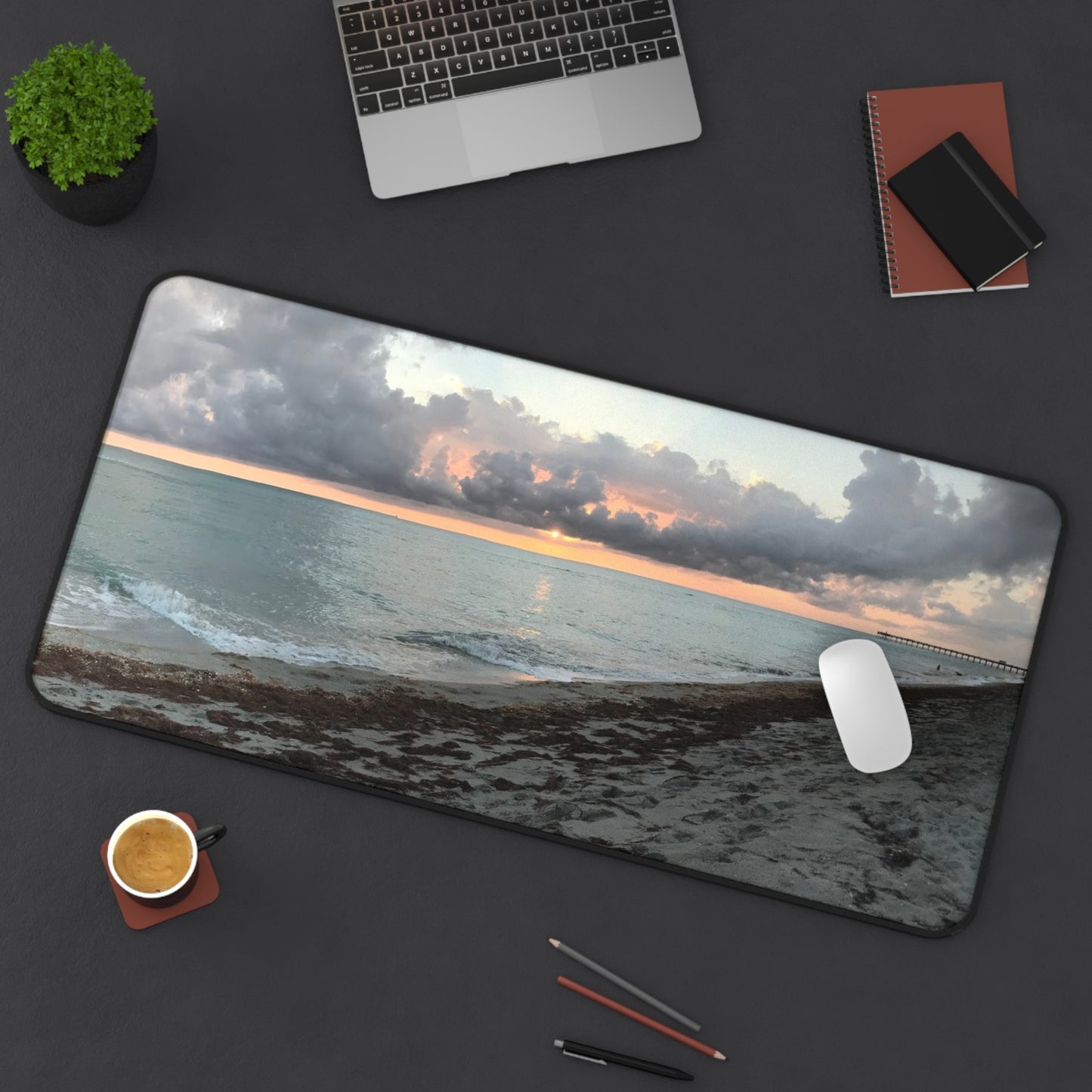 Coastal Sunset Desk Mat - Beach Vibes for Home Office, Coastal Decor, Gift for Ocean Lovers, Work Station Accessories