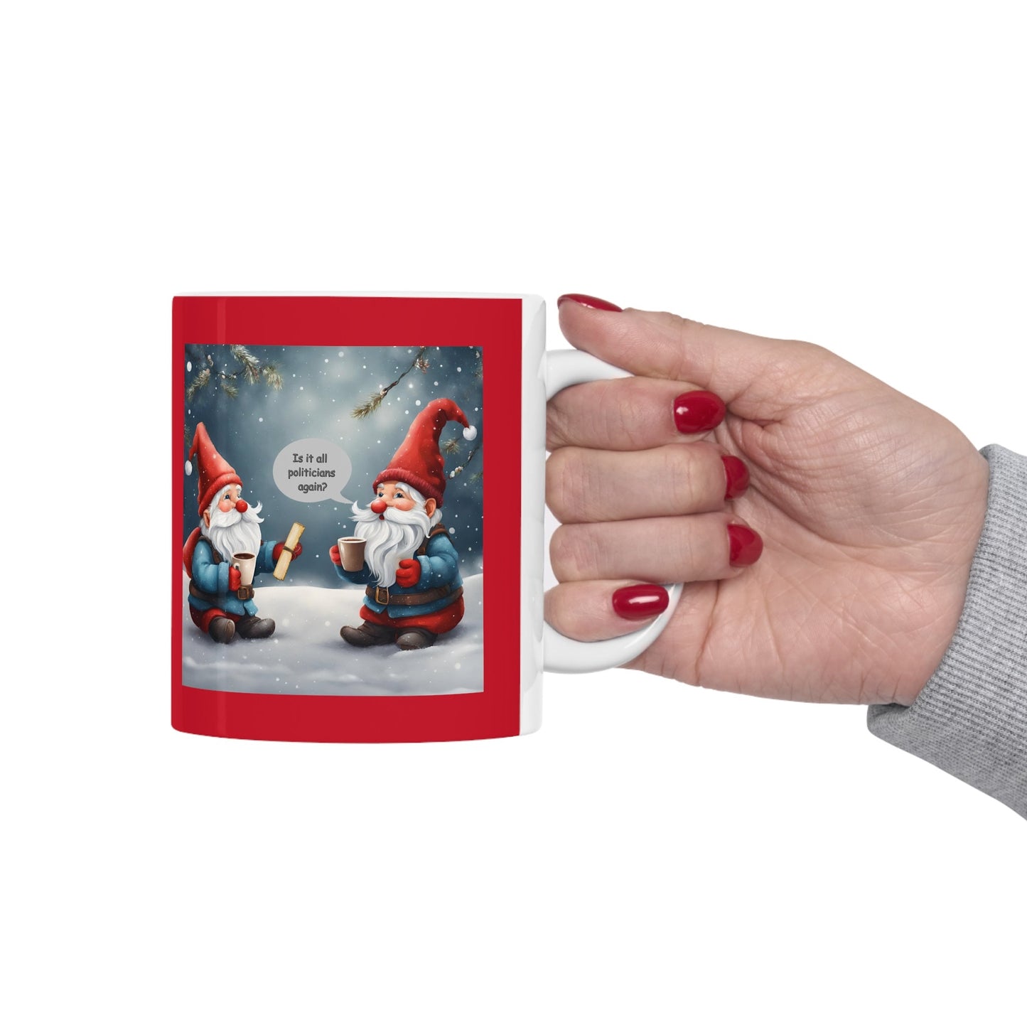 Naughty list update, Christmas gnomes, political satire, guilty politicians, Democrat gift, Republican gift, Ceramic Mug 11oz
