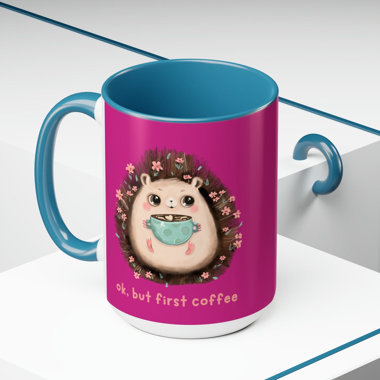 But First Coffee Two-Tone Coffee Mugs, 15oz