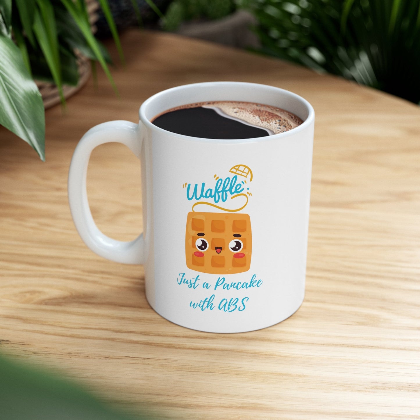 Waffle lover coffee cup, waffles are pancakes with abs, Love waffles, breakfast mug, funny coffee cup, gift for him her, cute waffle