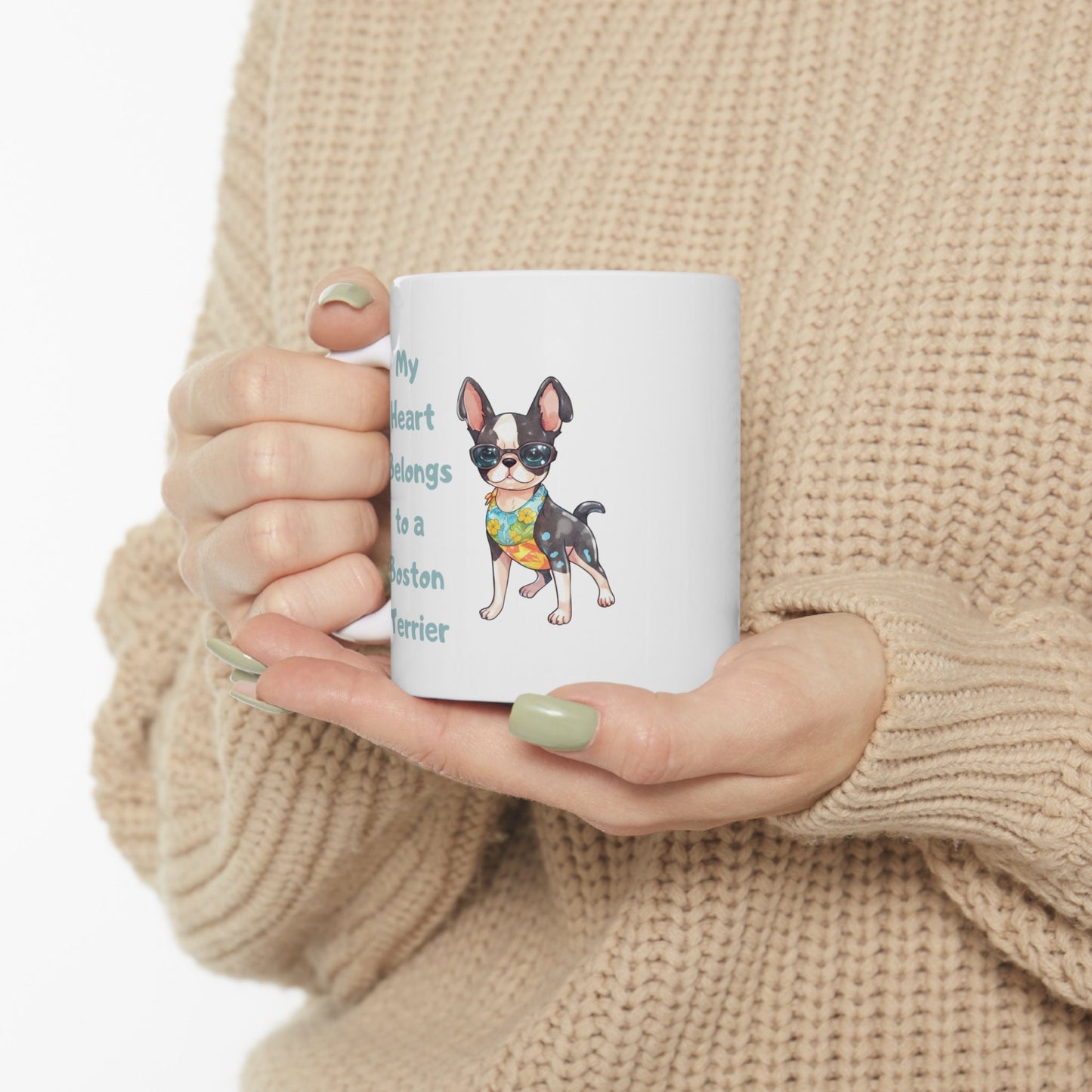 My heart belongs to a Boston Terrier Mug, Ceramic Mug, boston terrier coffee mug dog lover, boston terrier gift