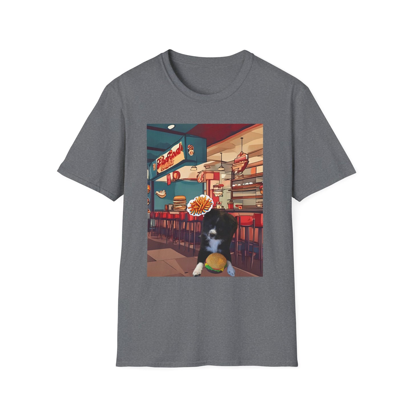 Whimsical Pet Café Unisex T-Shirt, Cute Animal Tee, Gift for Dog Lovers, Fun Casual Wear, Quirky Graphic Shirt, Pet-Themed Apparel