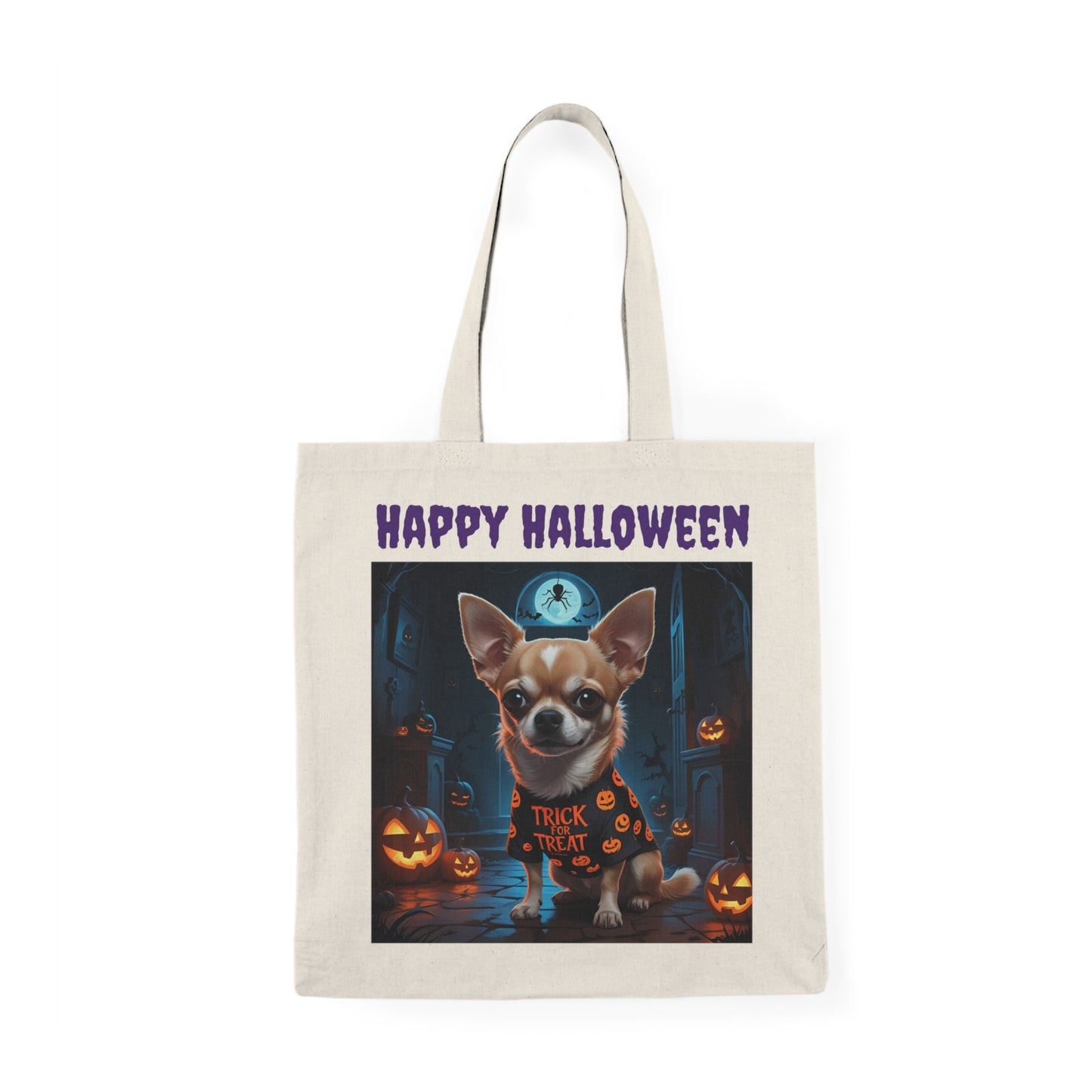 Halloween Dog Tote Bag, Trick or Treat Bag, Cute Chihuahua Shopper, Fall Fashion, Gift for Dog Lovers
