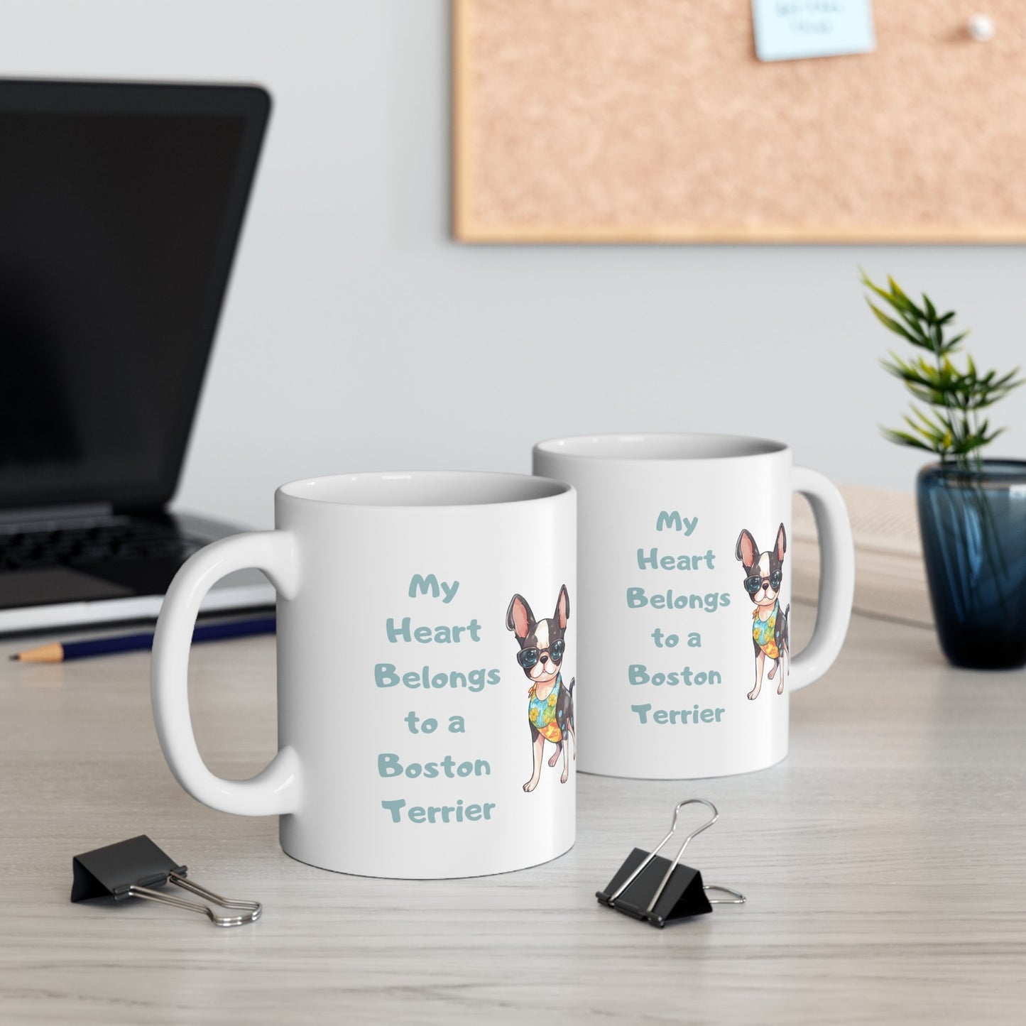 My heart belongs to a Boston Terrier Mug, Ceramic Mug, boston terrier coffee mug dog lover, boston terrier gift