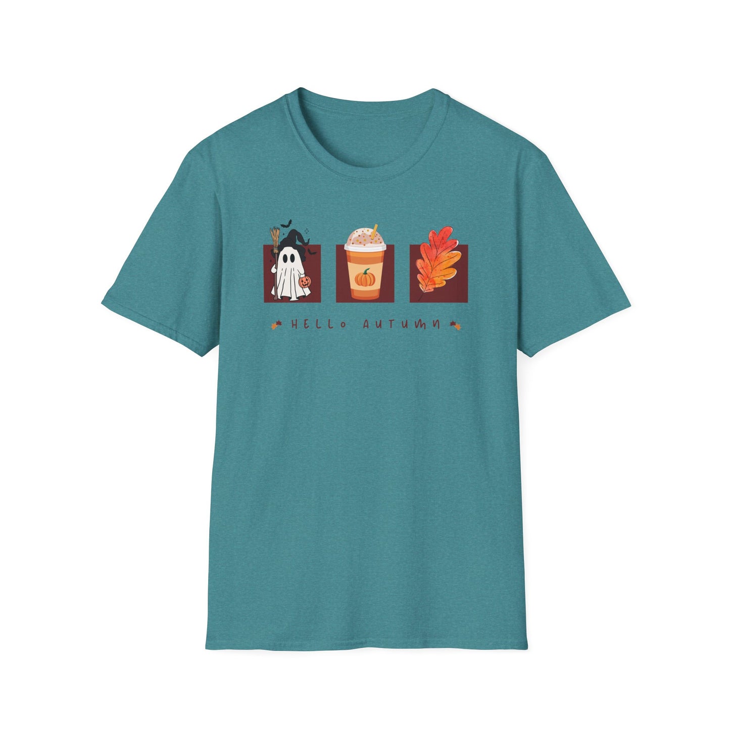 Fall Season Holdiay T-Shirt - Halloween Pumpkin Spice Leaf Design