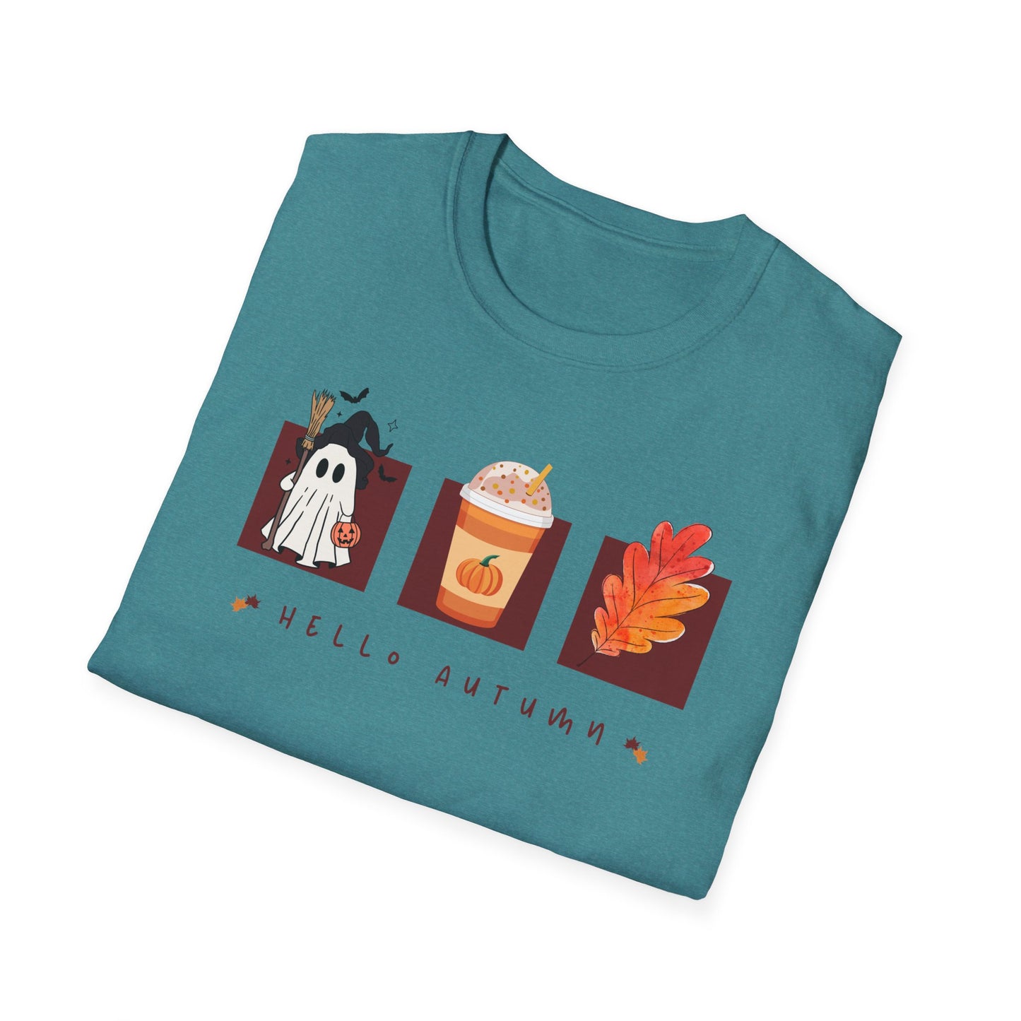 Fall Season Holdiay T-Shirt - Halloween Pumpkin Spice Leaf Design