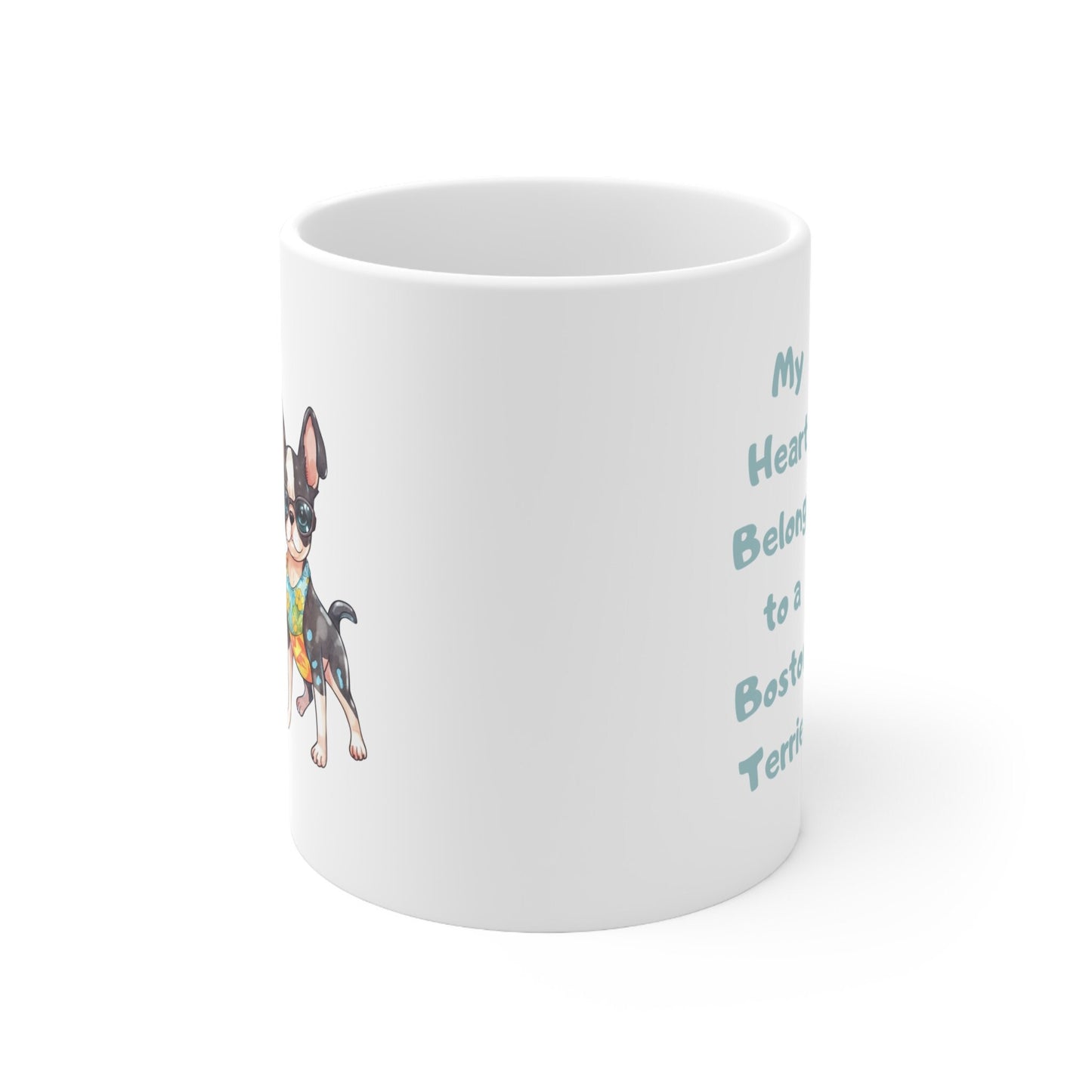 My heart belongs to a Boston Terrier Mug, Ceramic Mug, boston terrier coffee mug dog lover, boston terrier gift