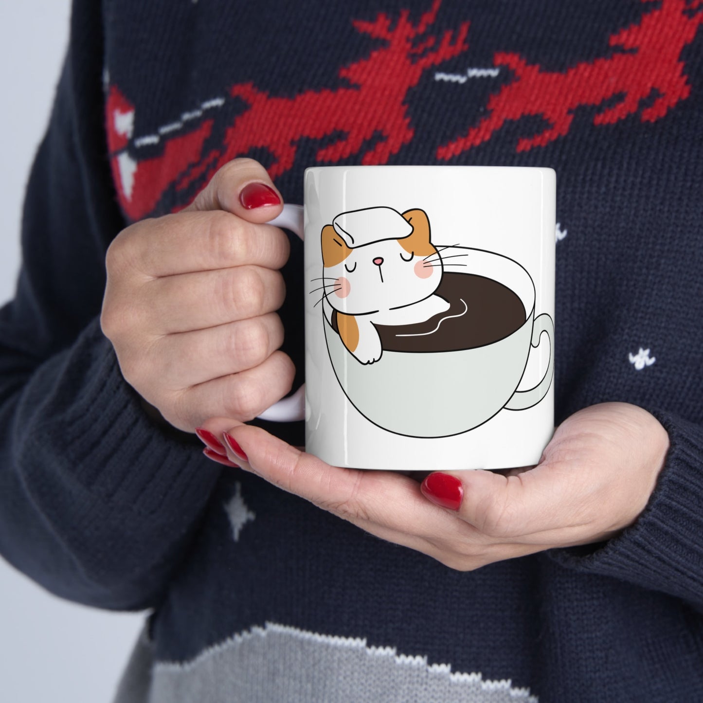 happy place mug, coffee is my happy place, coffee lover gift, cat and coffee lover gift