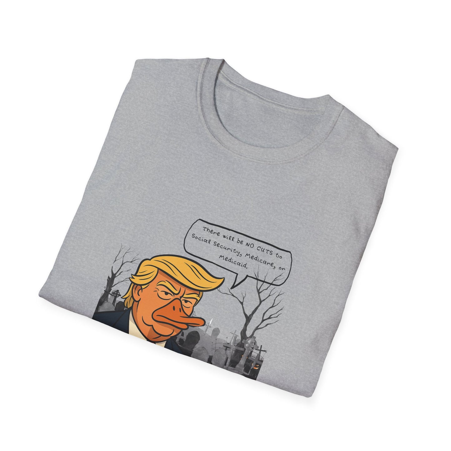 Duckbill Trump Unisex T-Shirt, Satirical Political Tee, Funny Trump Duck Shirt, Humorous Trump Parody Top, Softstyle Tee for Trump