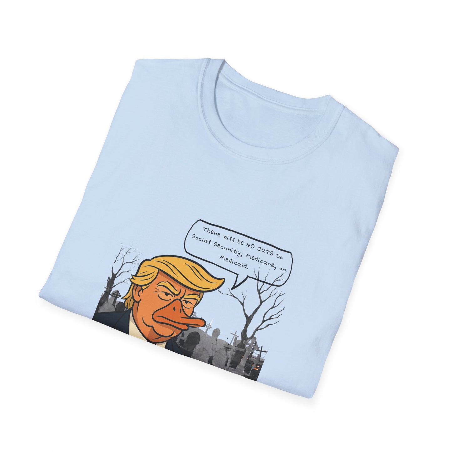 Duckbill Trump Unisex T-Shirt, Satirical Political Tee, Funny Trump Duck Shirt, Humorous Trump Parody Top, Softstyle Tee for Trump