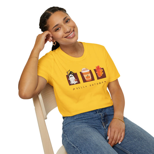 Fall Season Holdiay T-Shirt - Halloween Pumpkin Spice Leaf Design
