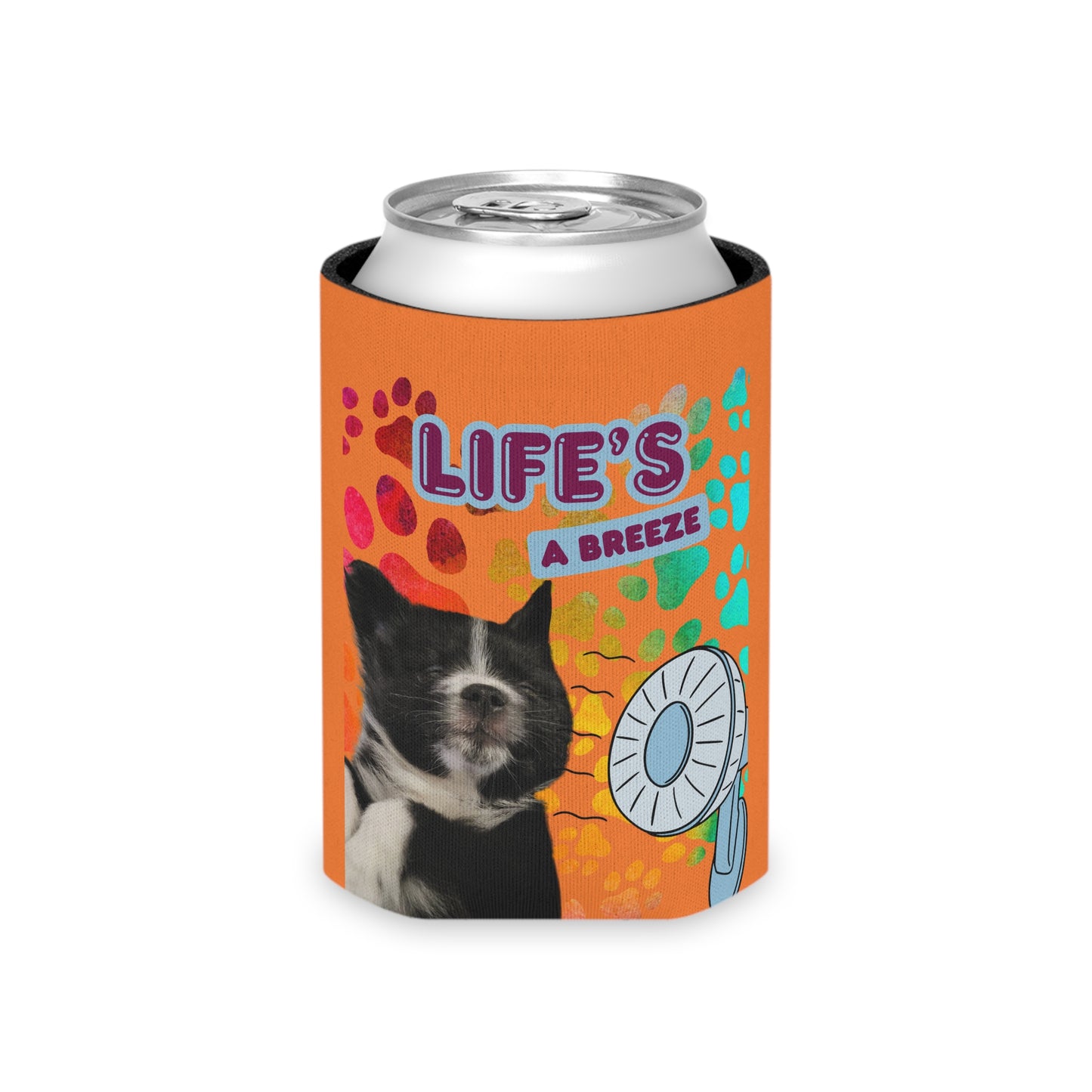 Life's a breeze with this fun Pet Photo Can Cooler, Dog Lover Gift, Colorful Beverage Holder, BBQ Accessory, Summer Party Favor