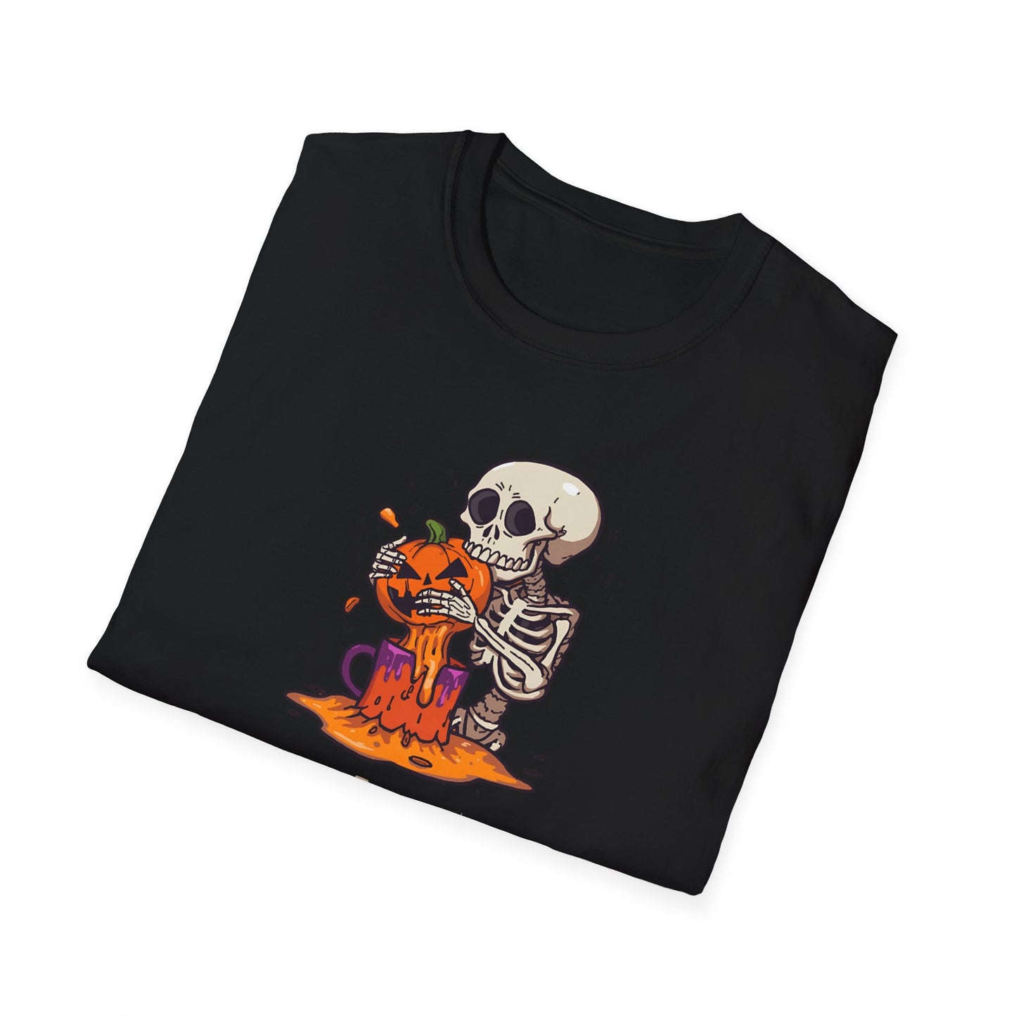 Funny Halloween Skeleton Pumpkin Spice Lover Unisex Softstyle Tee Shirt, Tee, Tshirt, Halloween Shirt, Pumpkin Spice,