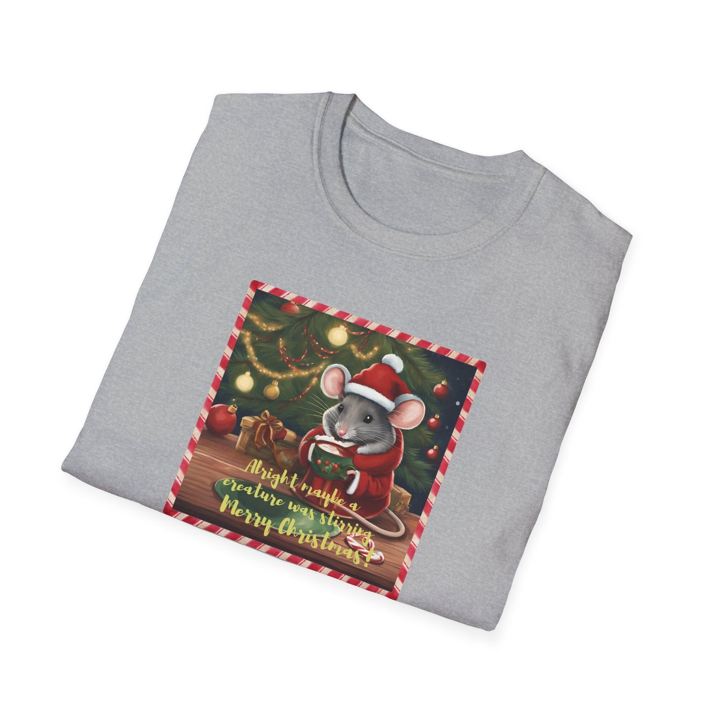 Christmas Mouse Unisex T-Shirt - Not a Creature Was Stirring Design