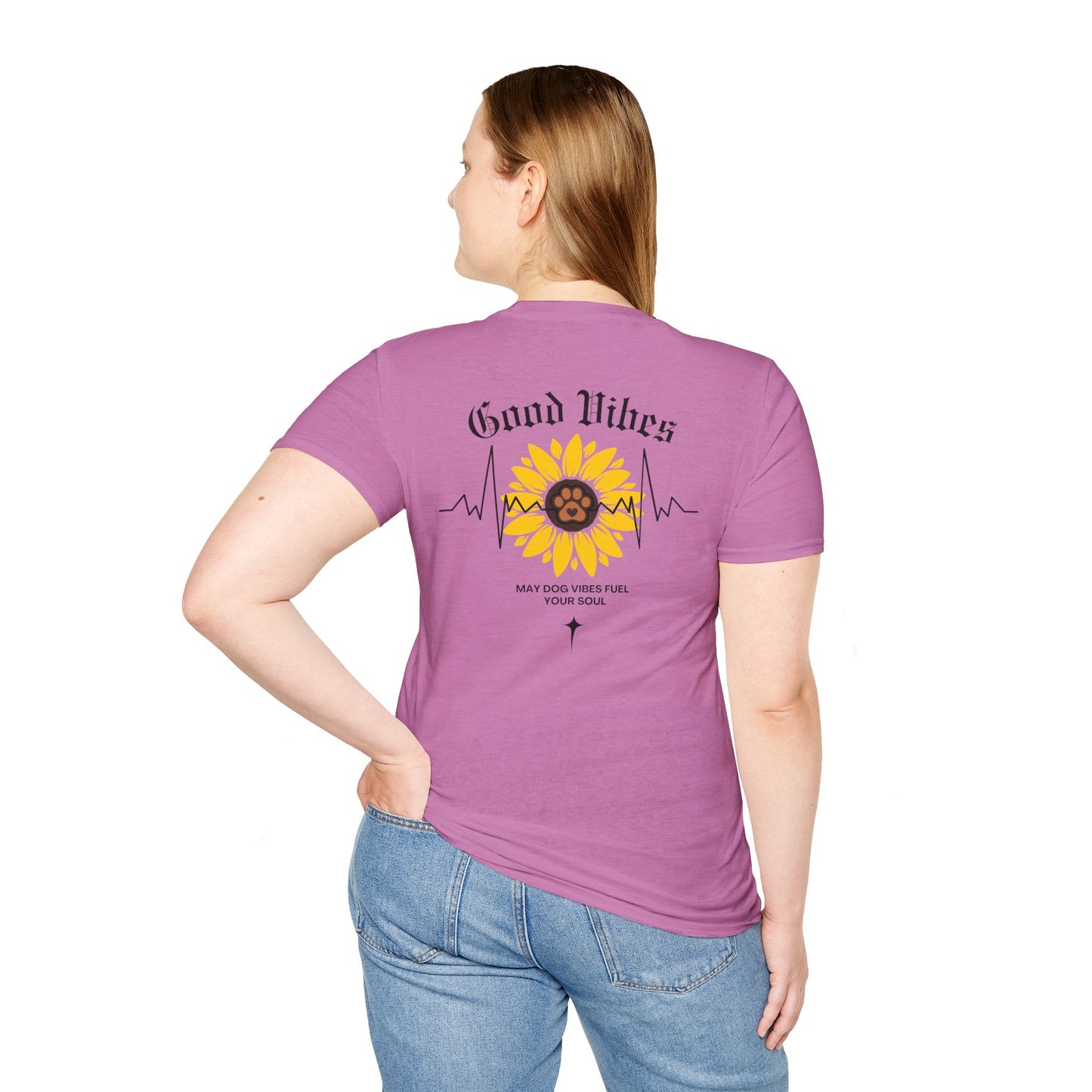 Sunflower Paw Print Good Vibes Unisex T-Shirt