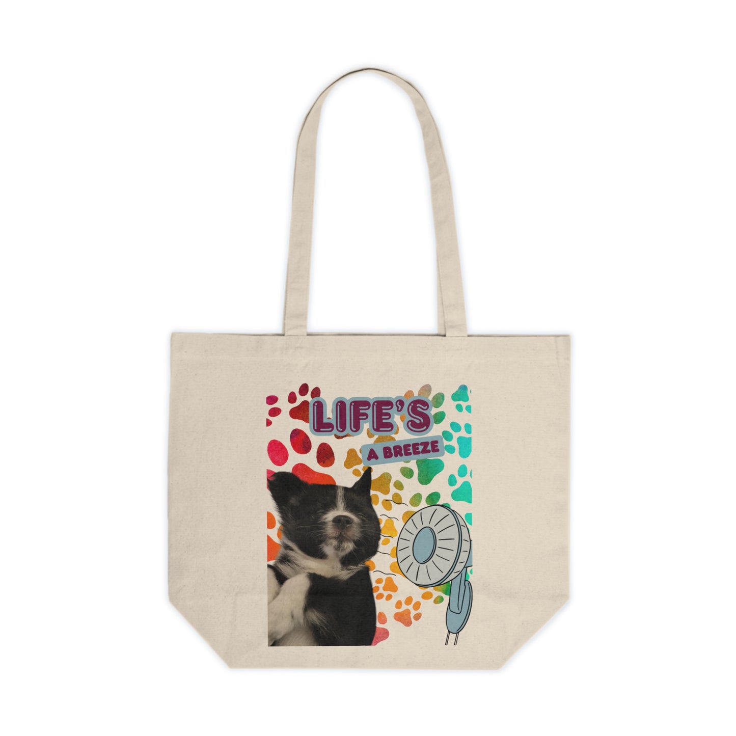 Life's a Breeze Canvas Shopping Tote, Cute Pet Bag, Eco-Friendly Grocery Tote, Fun Beach Bag, Dog Lover Gift Idea