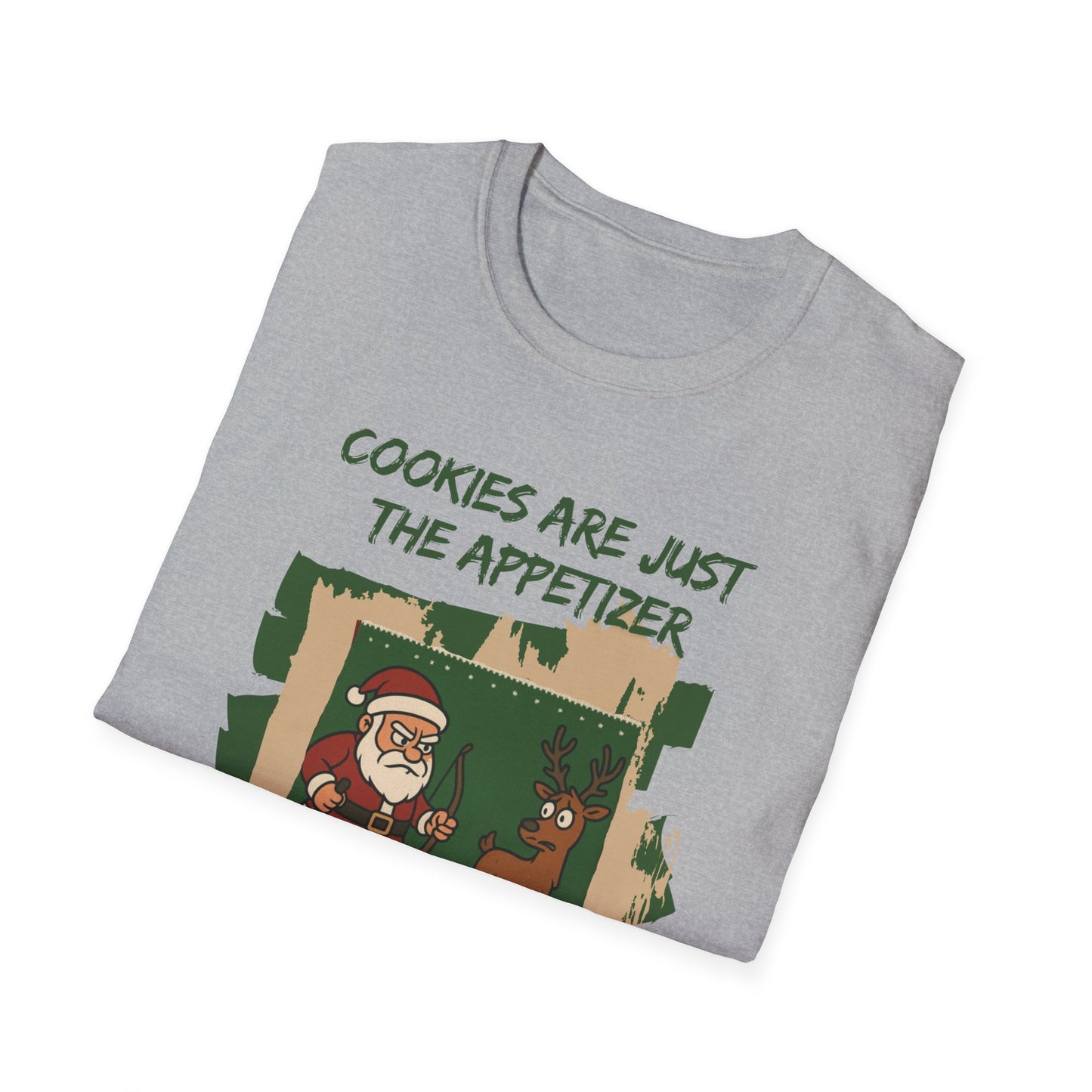 Funny Christmas Unisex T-Shirt - Santa Hunting Reindeer