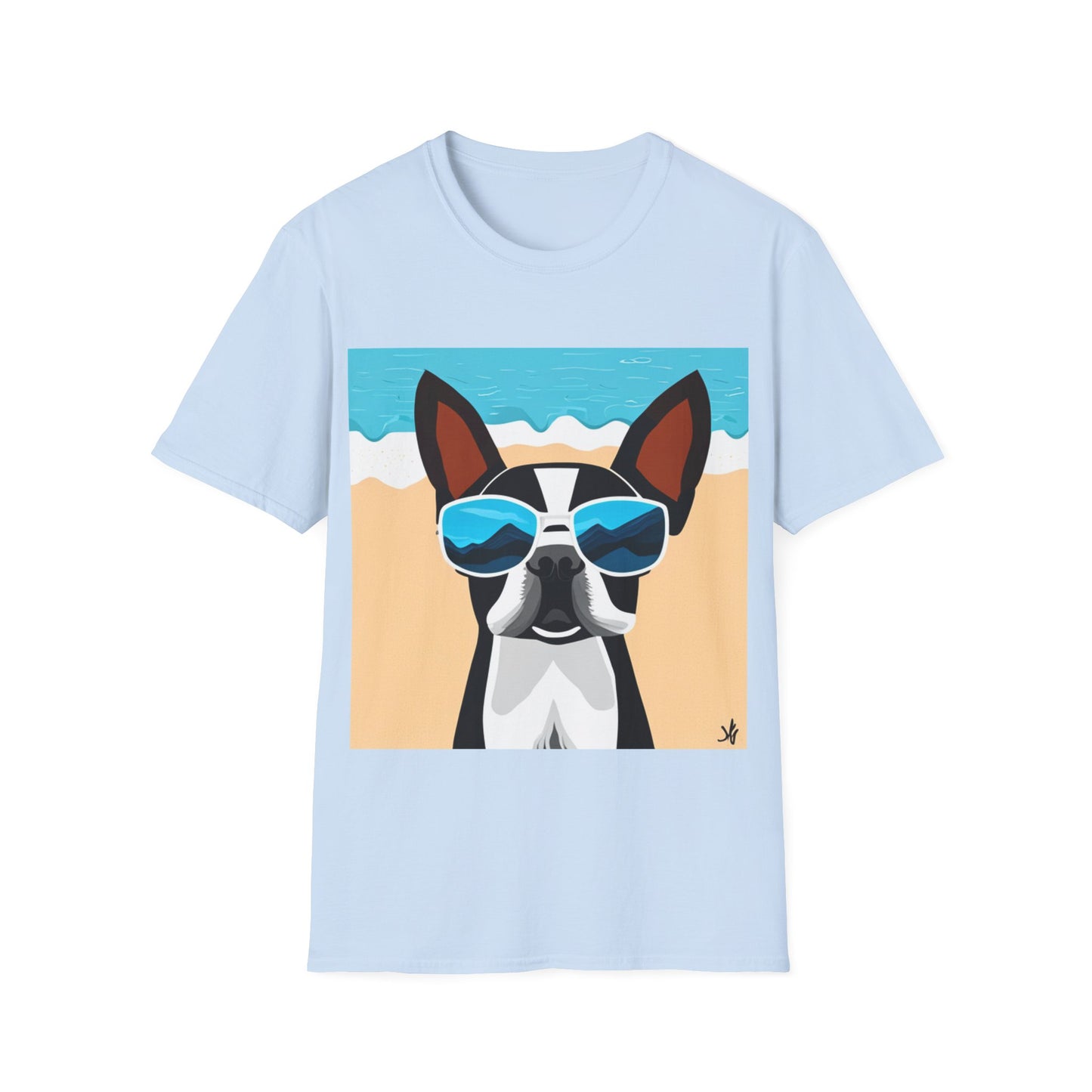Dog Beach Unisex T-Shirt - Cute Boston Terrier Design