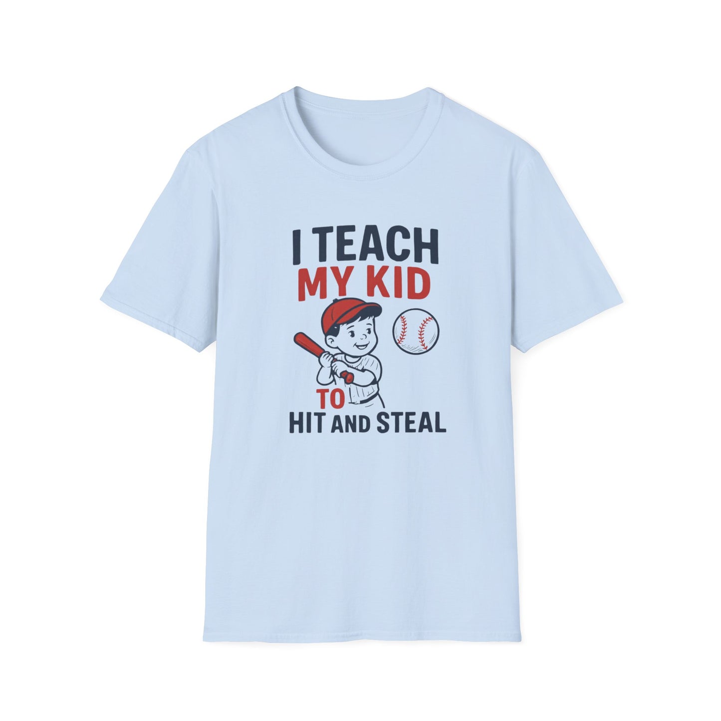 Funny Parent T-Shirt, I Teach My Kid to Hit and Steal Tee, Baseball Fan Gift, Unisex Softstyle Shirt, Sports Humor Apparel, Father's [...]