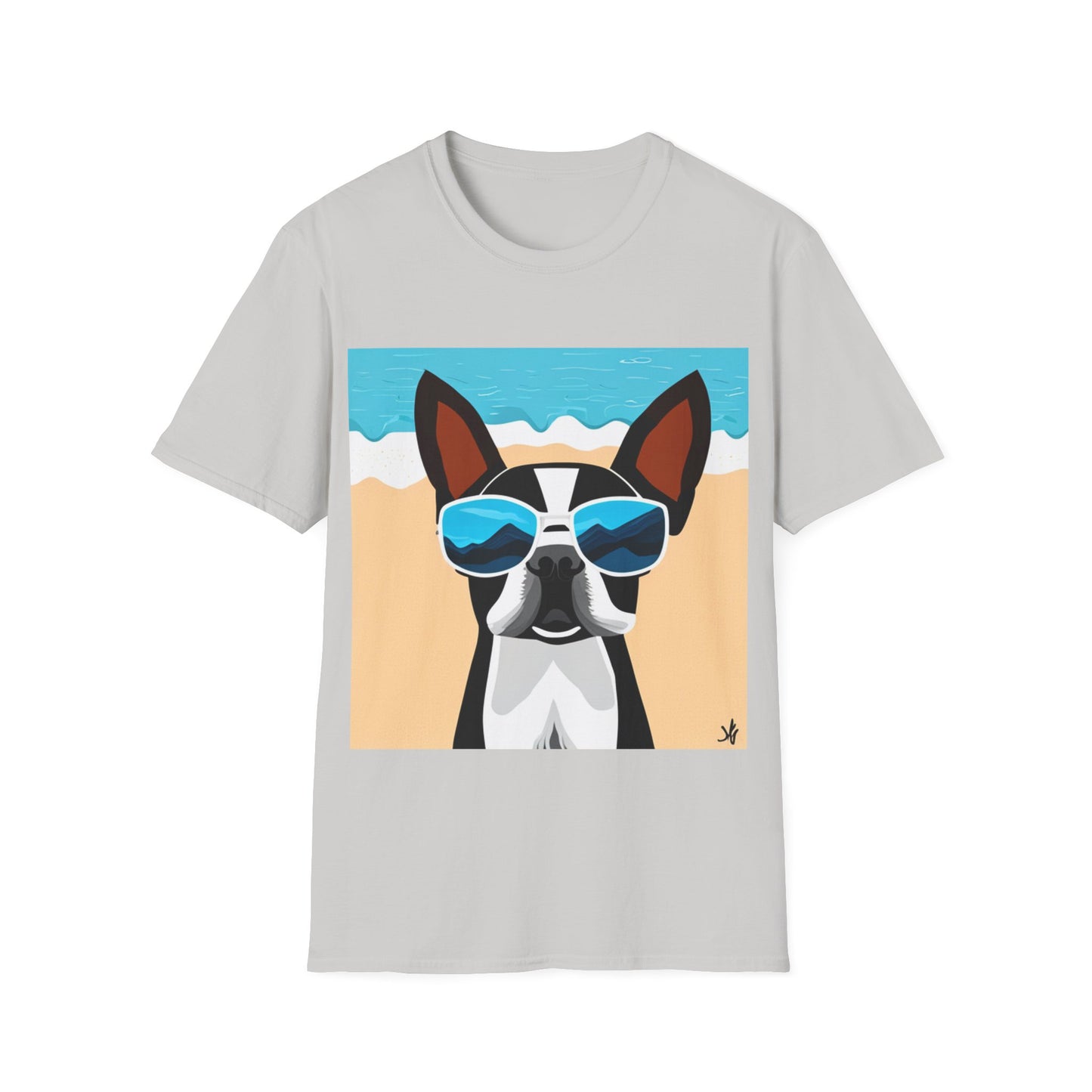 Dog Beach Unisex T-Shirt - Cute Boston Terrier Design