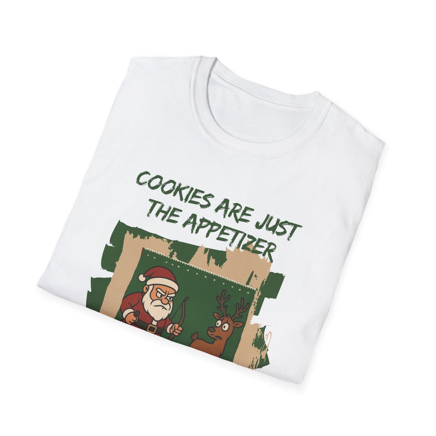 Funny Christmas Unisex T-Shirt - Santa Hunting Reindeer