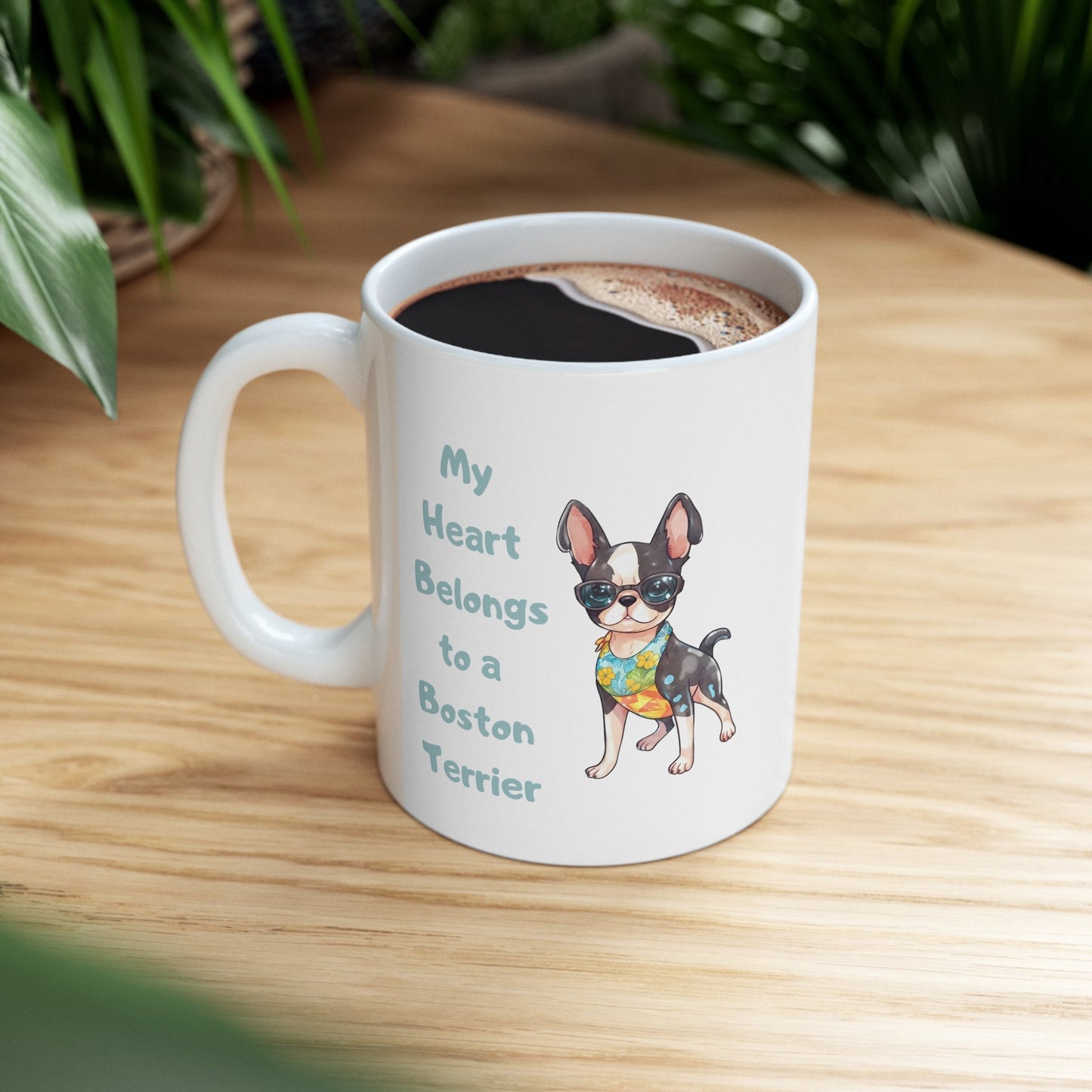 My heart belongs to a Boston Terrier Mug, Ceramic Mug, boston terrier coffee mug dog lover, boston terrier gift