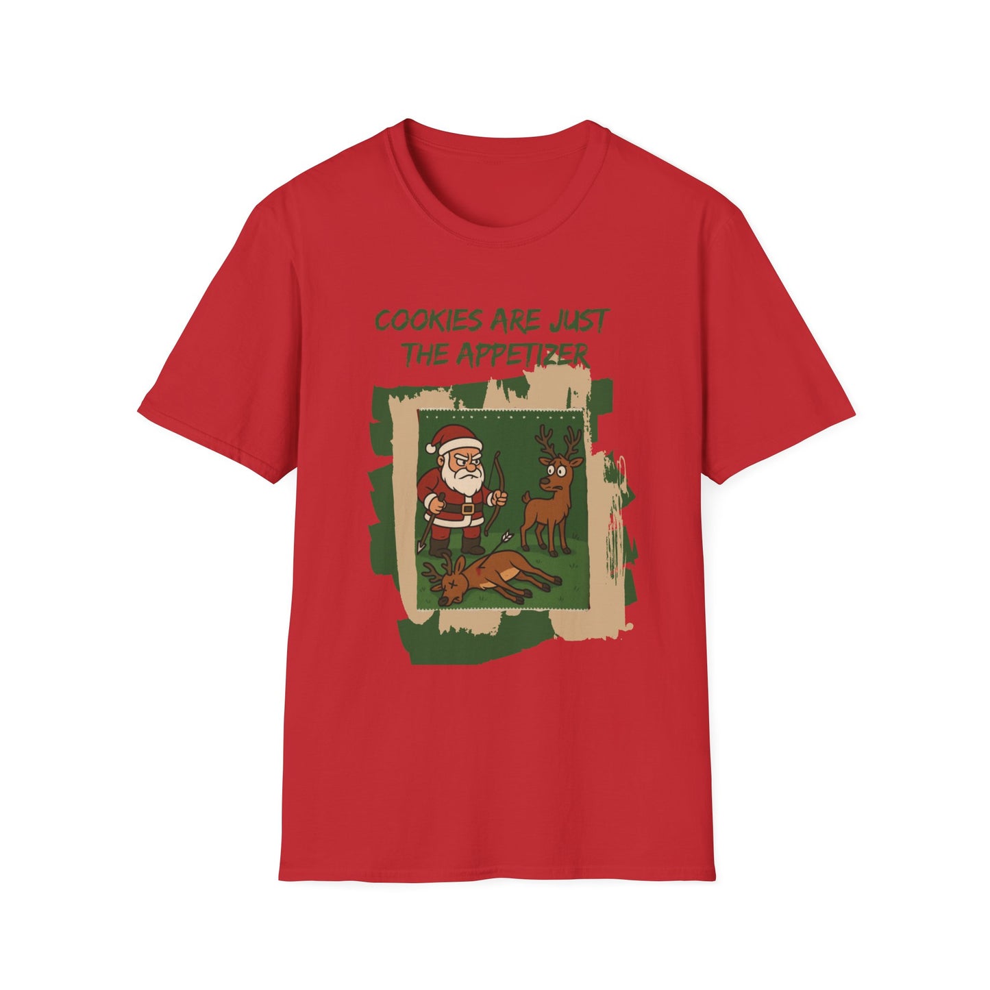 Funny Christmas Unisex T-Shirt - Santa Hunting Reindeer