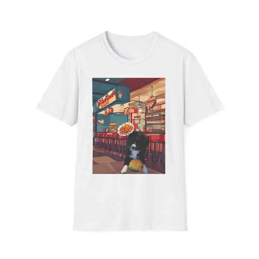 Whimsical Pet Café Unisex T-Shirt, Cute Animal Tee, Gift for Dog Lovers, Fun Casual Wear, Quirky Graphic Shirt, Pet-Themed Apparel