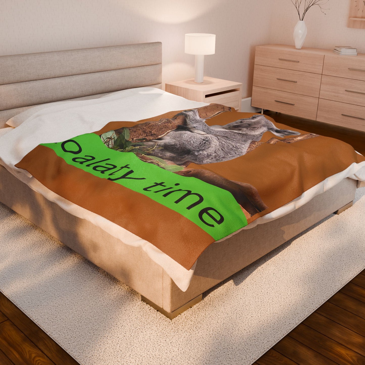 Koalaty Time Velveteen Plush Blanket, Cozy Throw for Kids, Cute Animal Decor, Fun Gift for Birthdays, Soft Snuggle Blanket