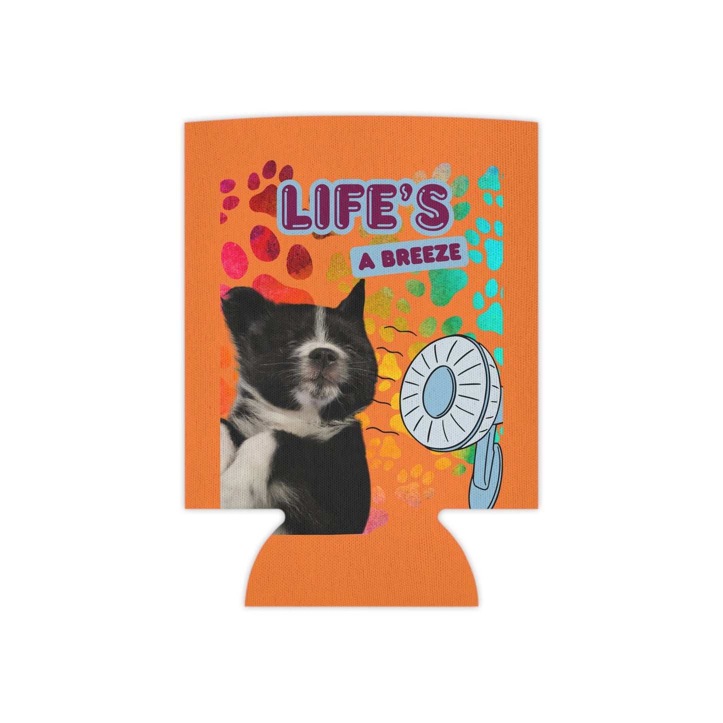 Life's a breeze with this fun Pet Photo Can Cooler, Dog Lover Gift, Colorful Beverage Holder, BBQ Accessory, Summer Party Favor