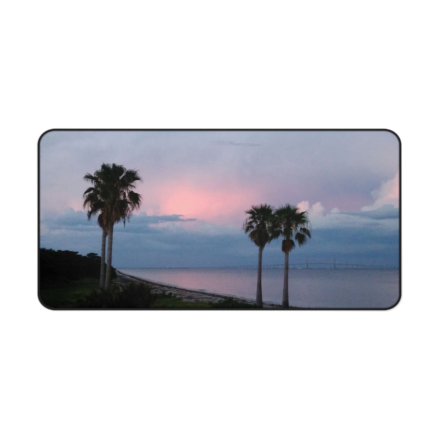 Desk Mat, Palm Trees on the Beach at Sunset - Tropical Office Decor, Work from Home Gift, Desk Accessories, Mouse Pad, Computer Pad