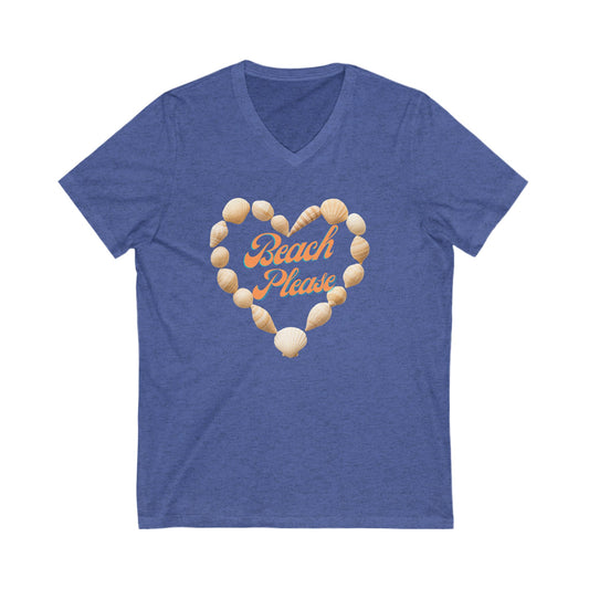 V-Neck Tee Seashell Heart Beach Trip Request