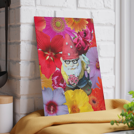 Cutting Board - Whimsical Flower and Gnome Design