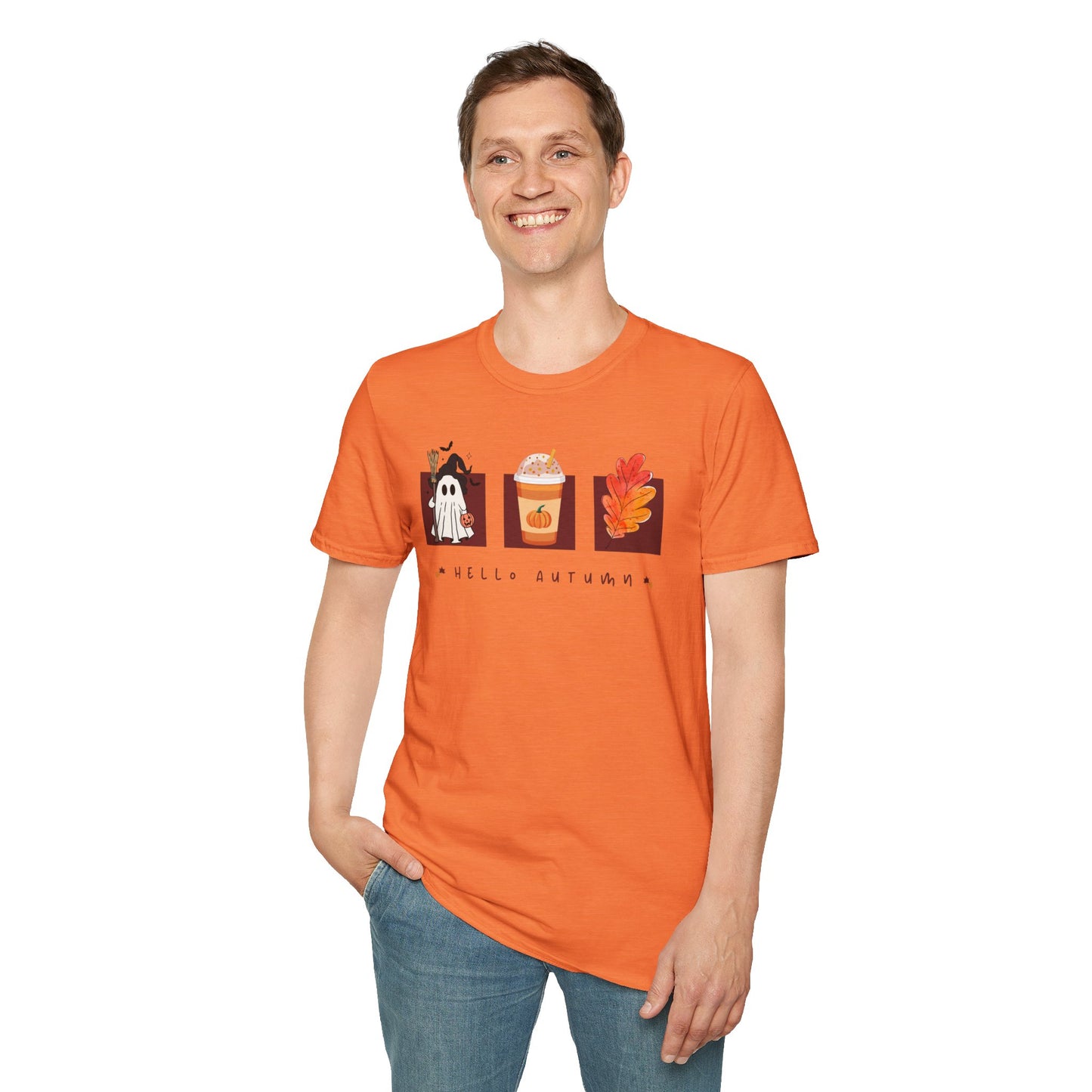 Fall Season Holdiay T-Shirt - Halloween Pumpkin Spice Leaf Design