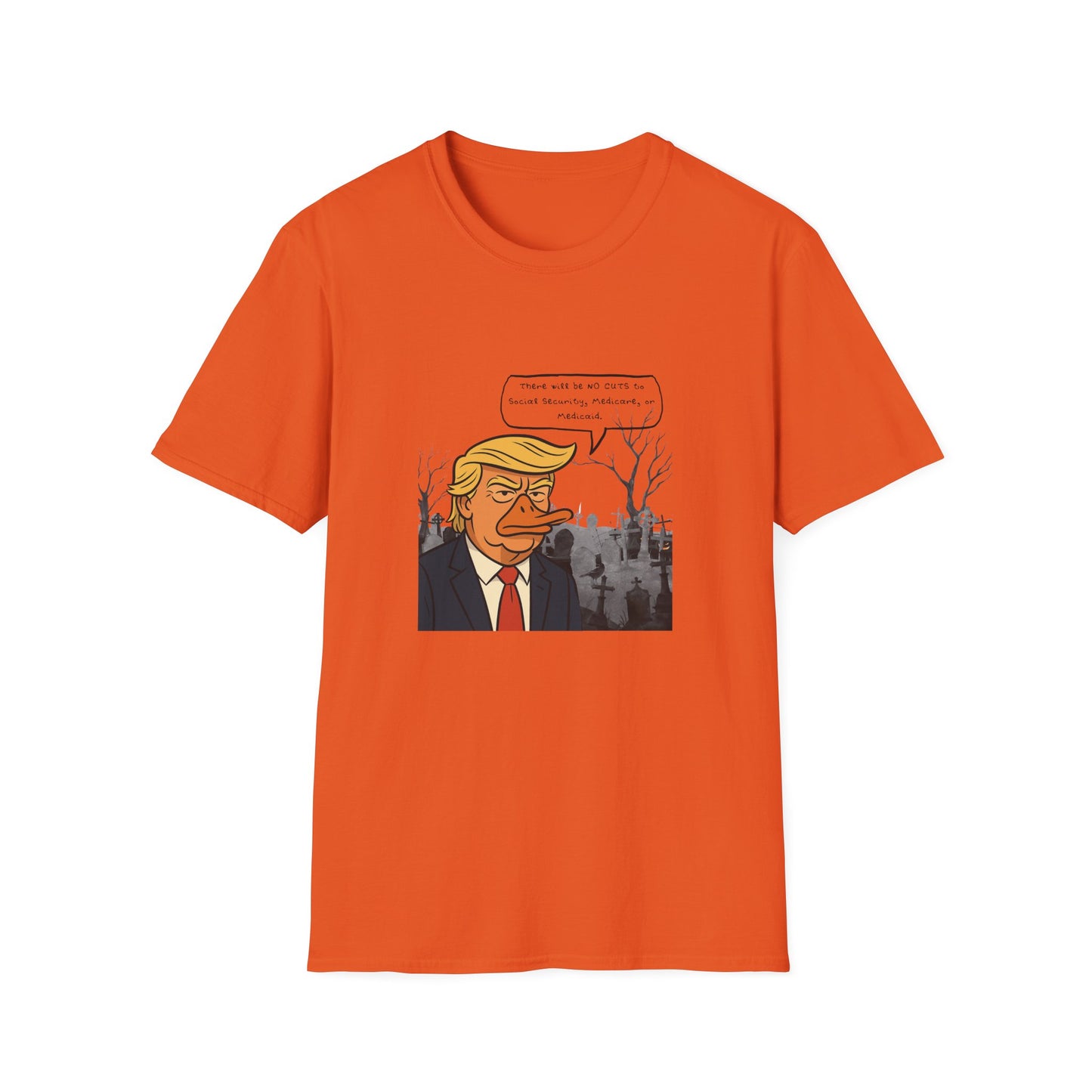 Duckbill Trump Unisex T-Shirt, Satirical Political Tee, Funny Trump Duck Shirt, Humorous Trump Parody Top, Softstyle Tee for Trump