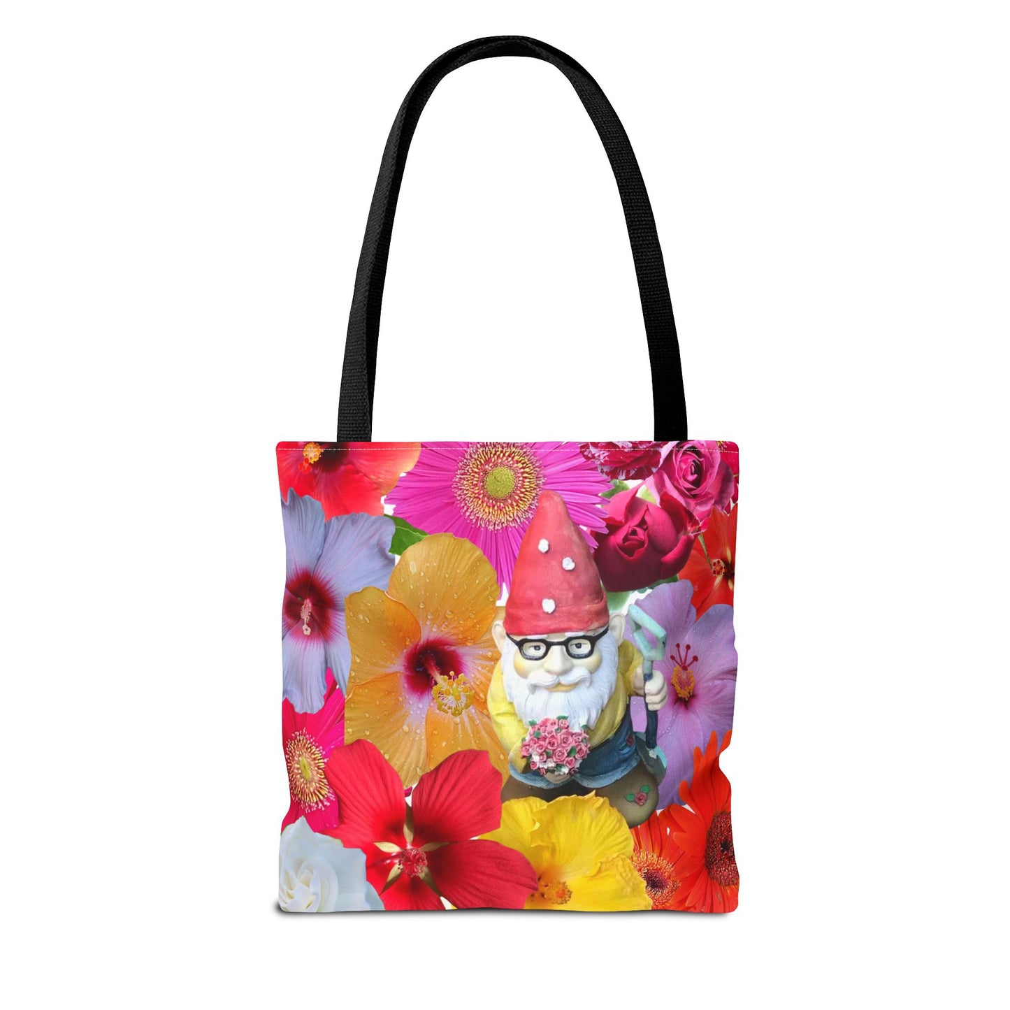 Whimsical Floral Gnome Tote Bag, Colorful Shopping Bag, Garden Lover Gift, Eco-Friendly Tote, Summer Vibes, Unique Birthday Present