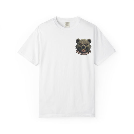 Climate Change Satirical Grin and Bear It T-shirt, Toxic Grinning Bear Tee, Environmental Disaster Shirt, Activist Conservation Apparel