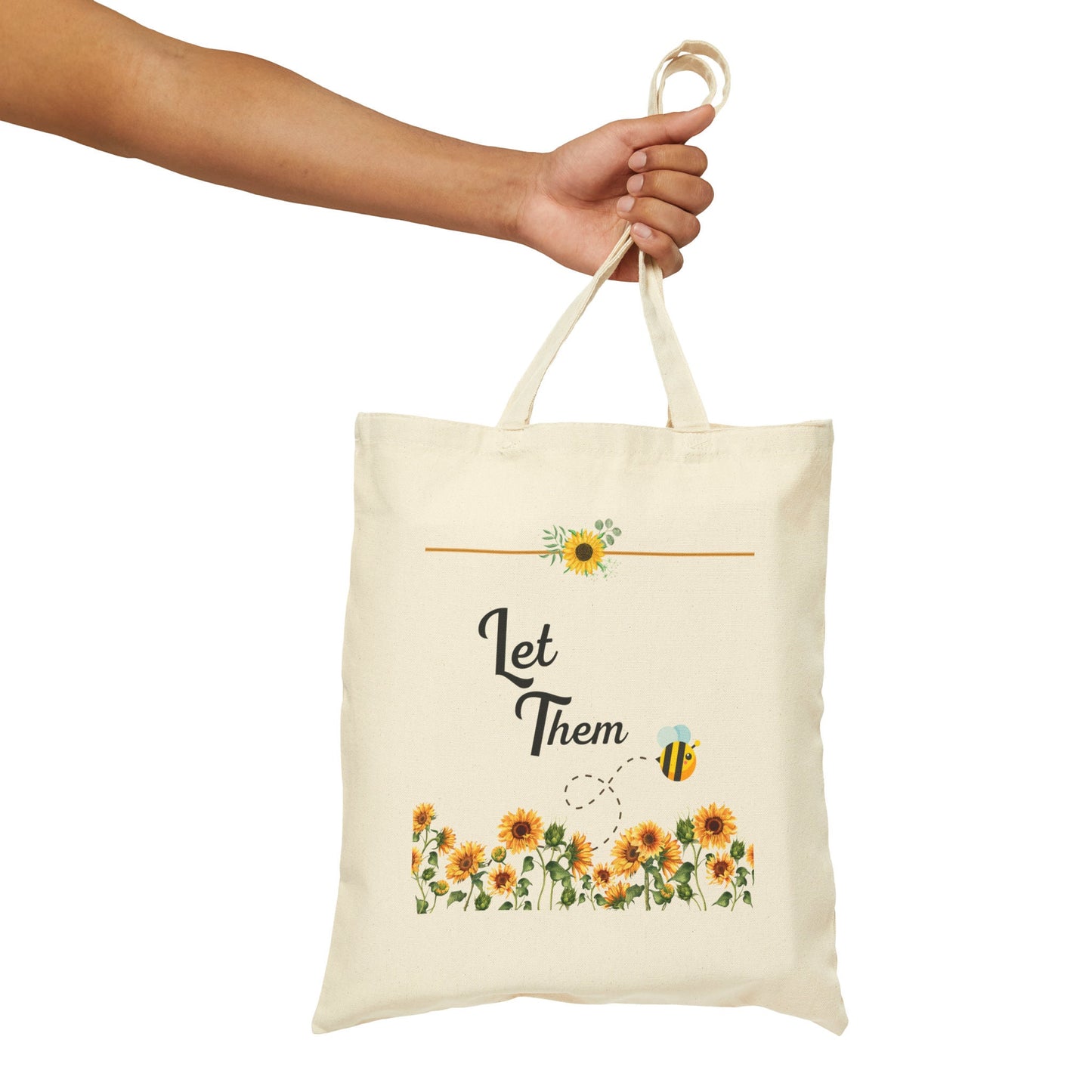 Let them bee Cotton Canvas Tote Bag, let them, let them be, live and let live movement, bee lover tote