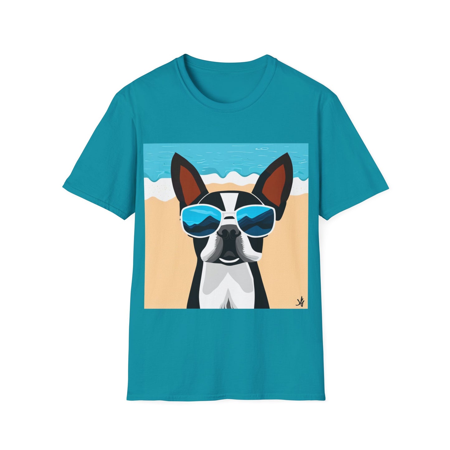 Dog Beach Unisex T-Shirt - Cute Boston Terrier Design