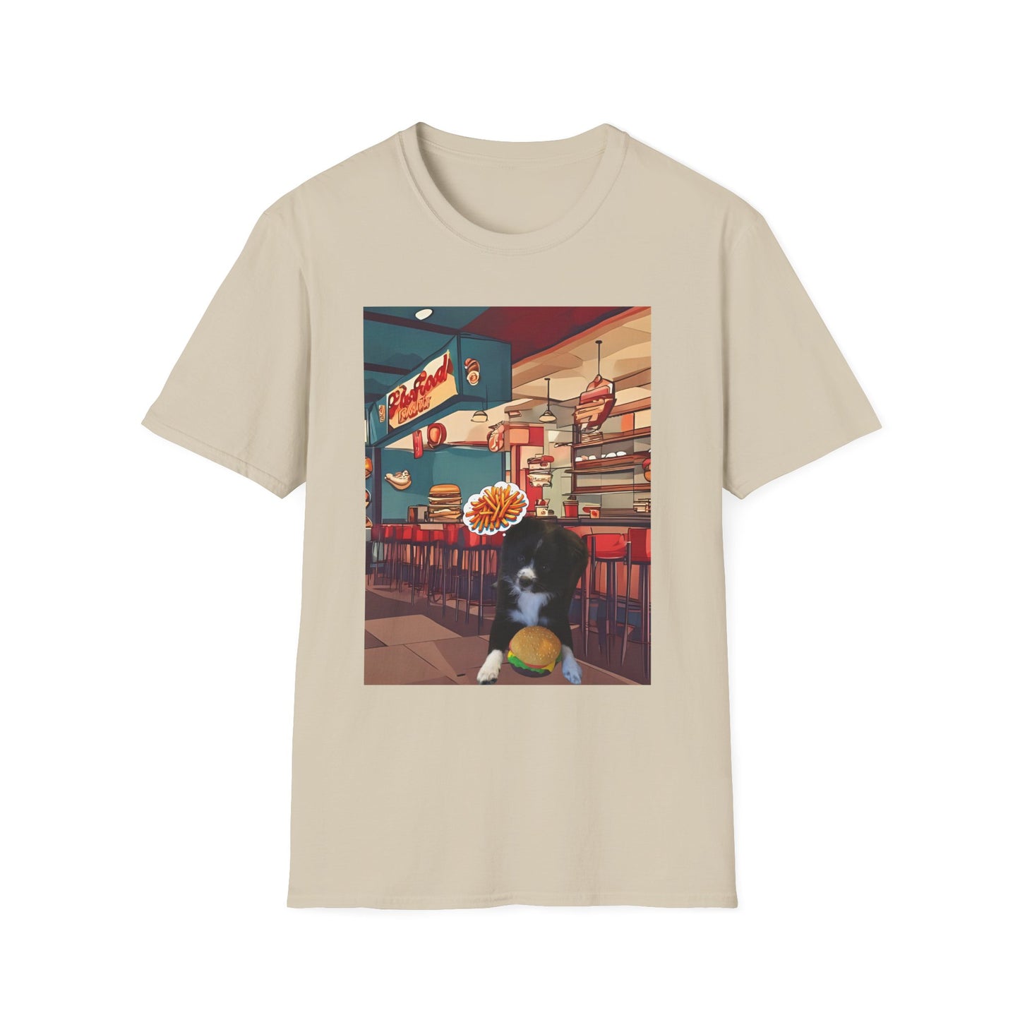 Whimsical Pet Café Unisex T-Shirt, Cute Animal Tee, Gift for Dog Lovers, Fun Casual Wear, Quirky Graphic Shirt, Pet-Themed Apparel