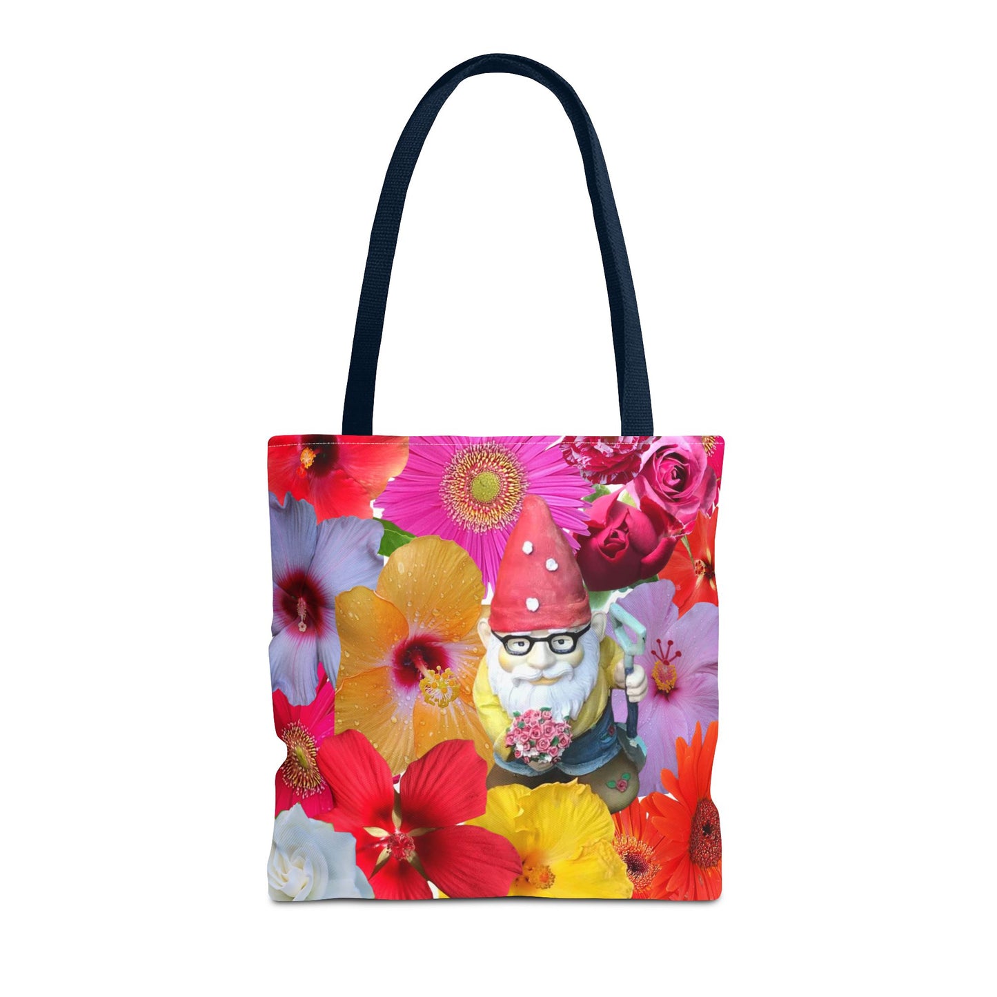 Whimsical Floral Gnome Tote Bag, Colorful Shopping Bag, Garden Lover Gift, Eco-Friendly Tote, Summer Vibes, Unique Birthday Present