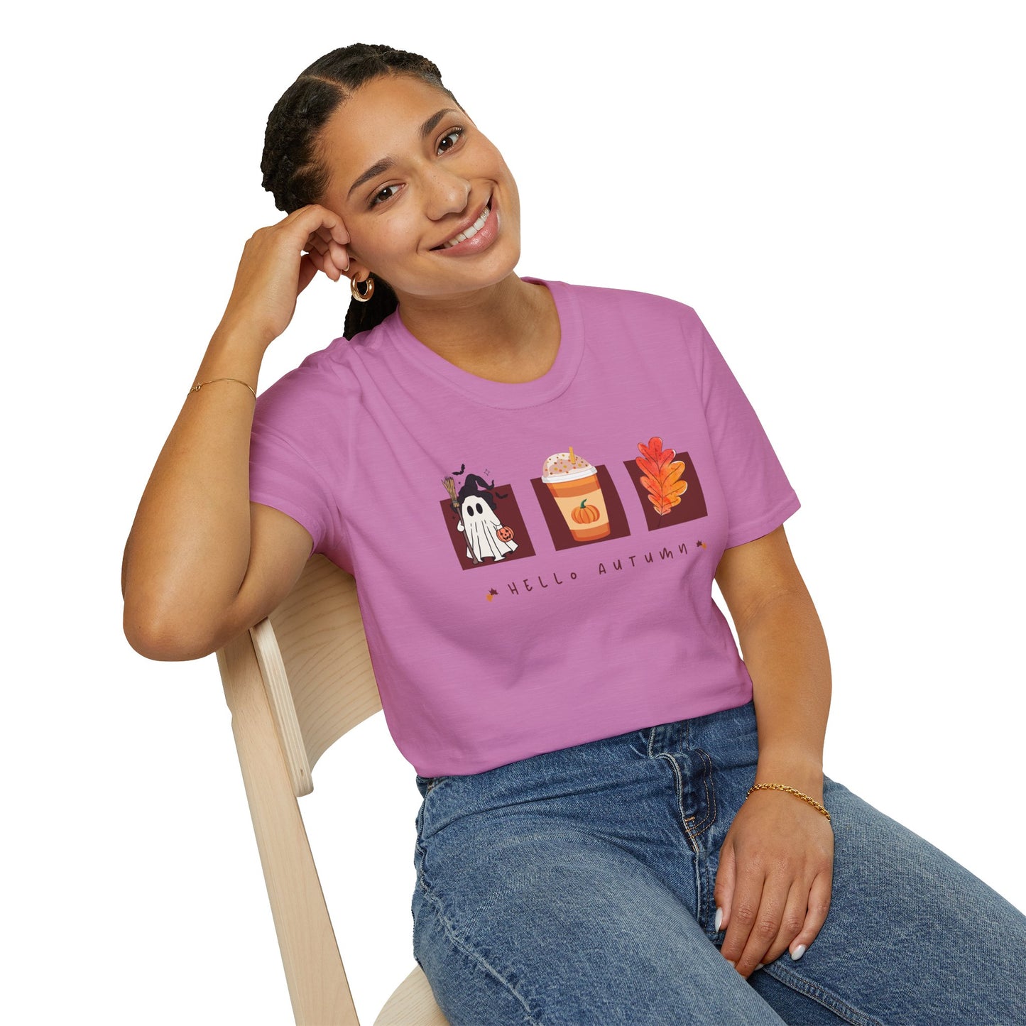 Fall Season Holdiay T-Shirt - Halloween Pumpkin Spice Leaf Design