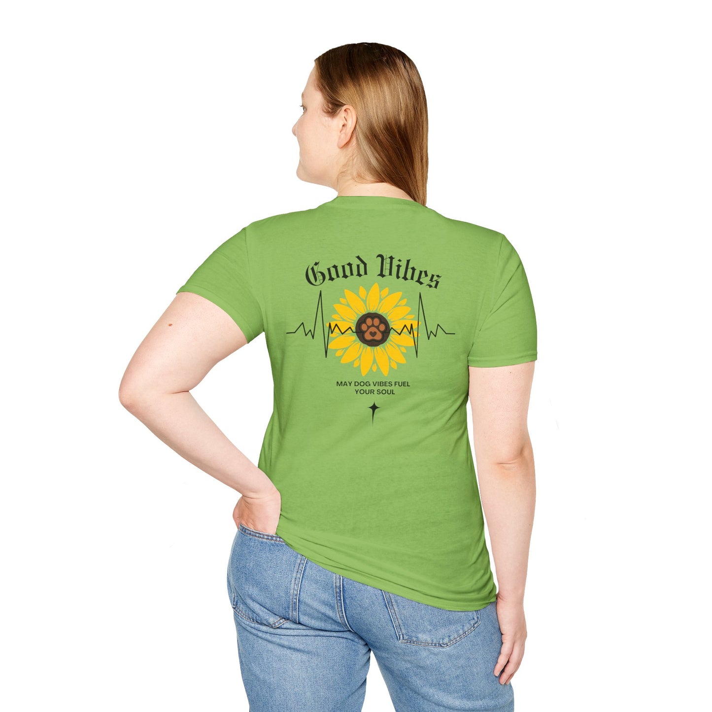 Sunflower Paw Print Good Vibes Unisex T-Shirt